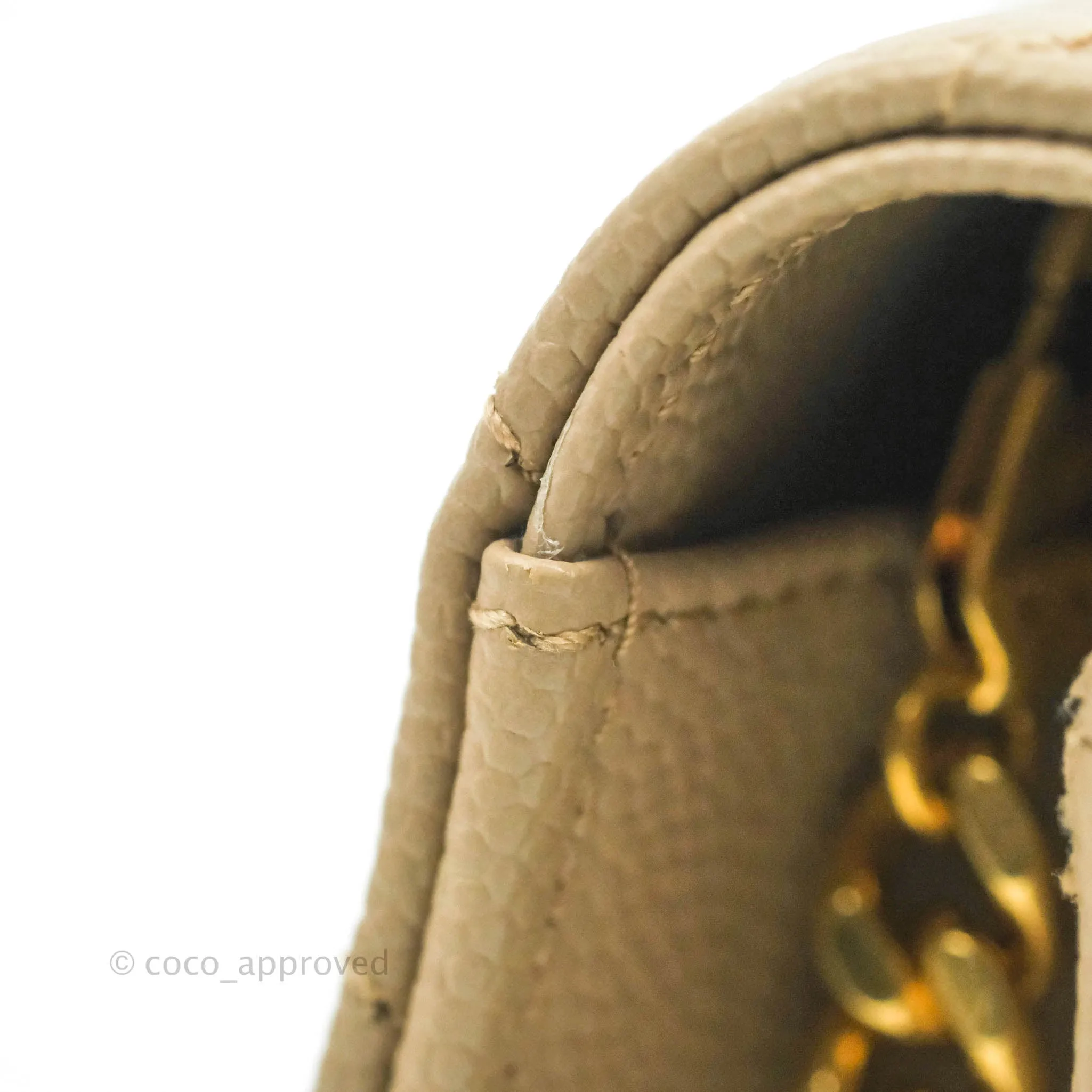 Saint Laurent Small Wallet on Chain Beige Grained Leather Gold Hardware