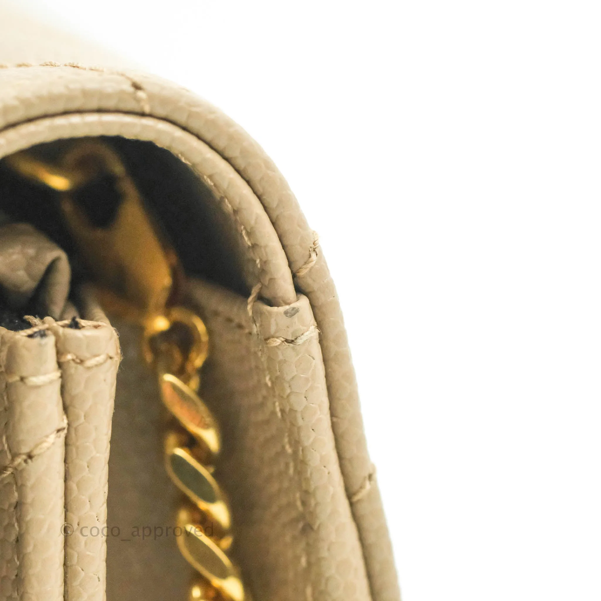 Saint Laurent Small Wallet on Chain Beige Grained Leather Gold Hardware