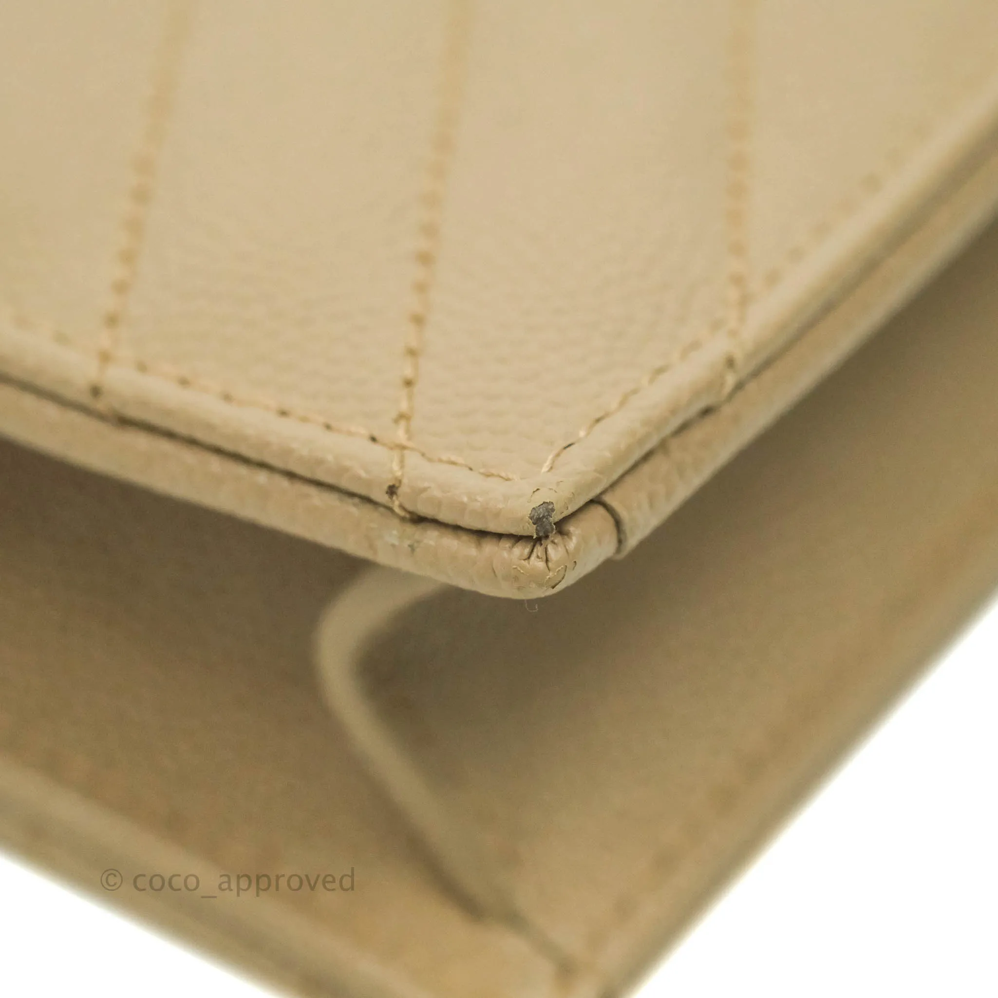 Saint Laurent Small Wallet on Chain Beige Grained Leather Gold Hardware