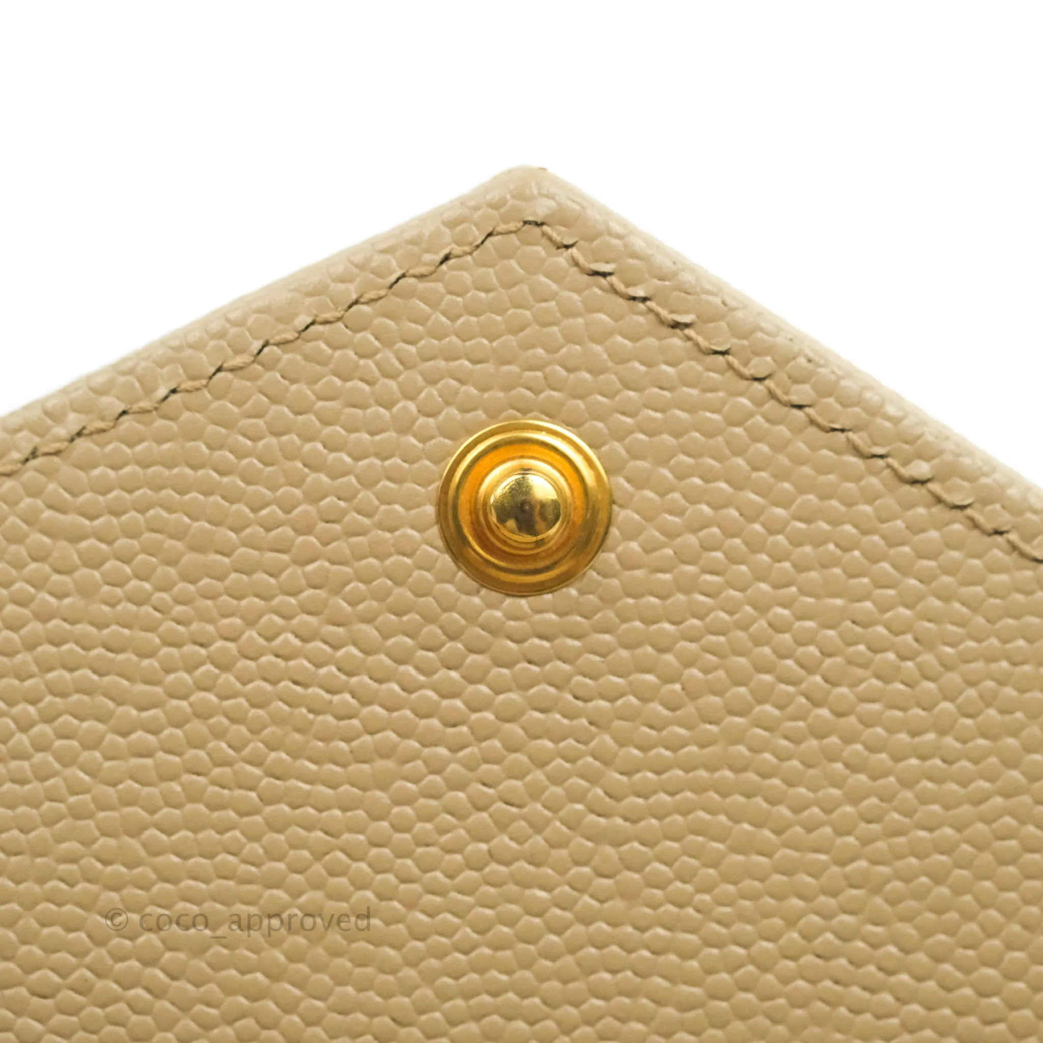 Saint Laurent Small Wallet on Chain Beige Grained Leather Gold Hardware
