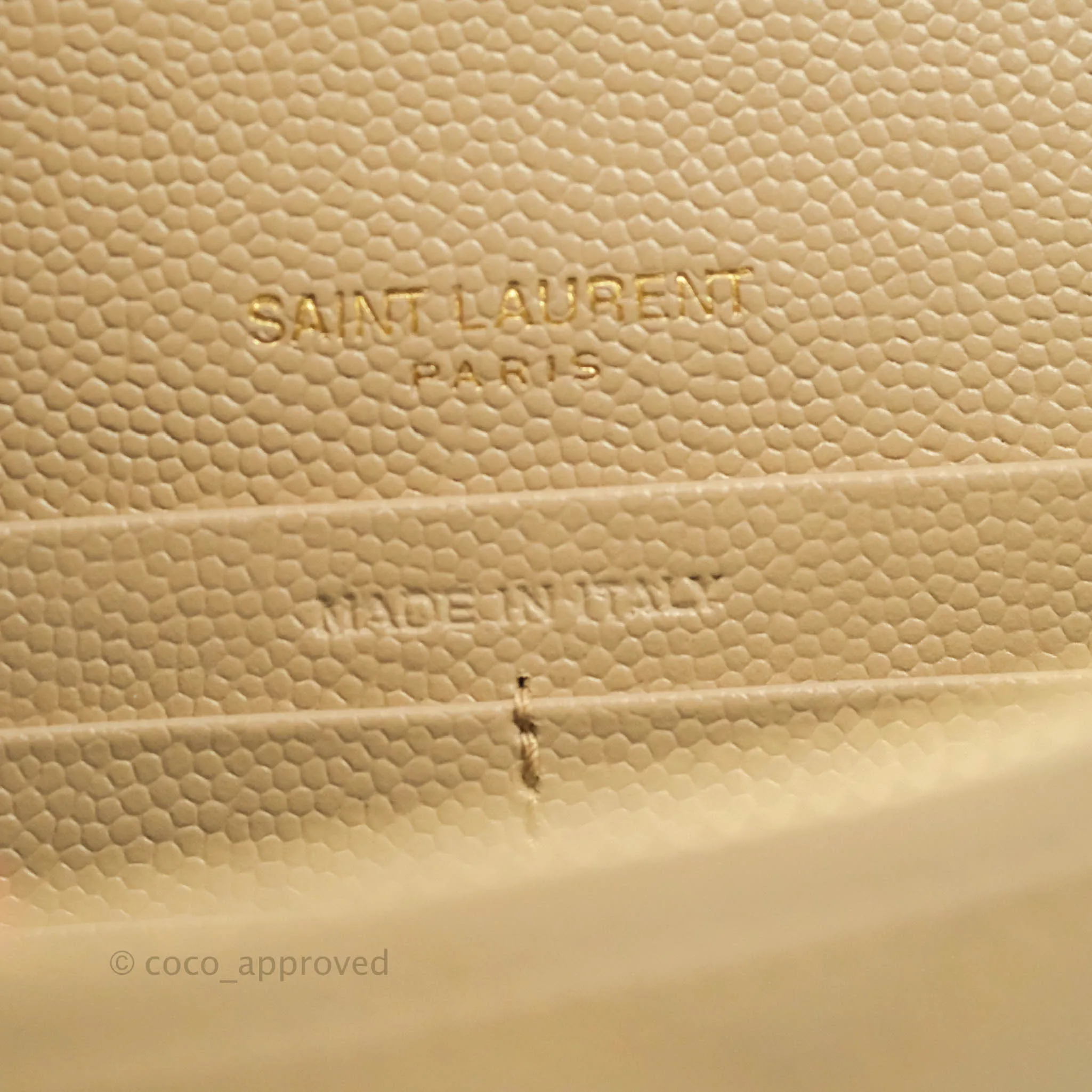 Saint Laurent Small Wallet on Chain Beige Grained Leather Gold Hardware