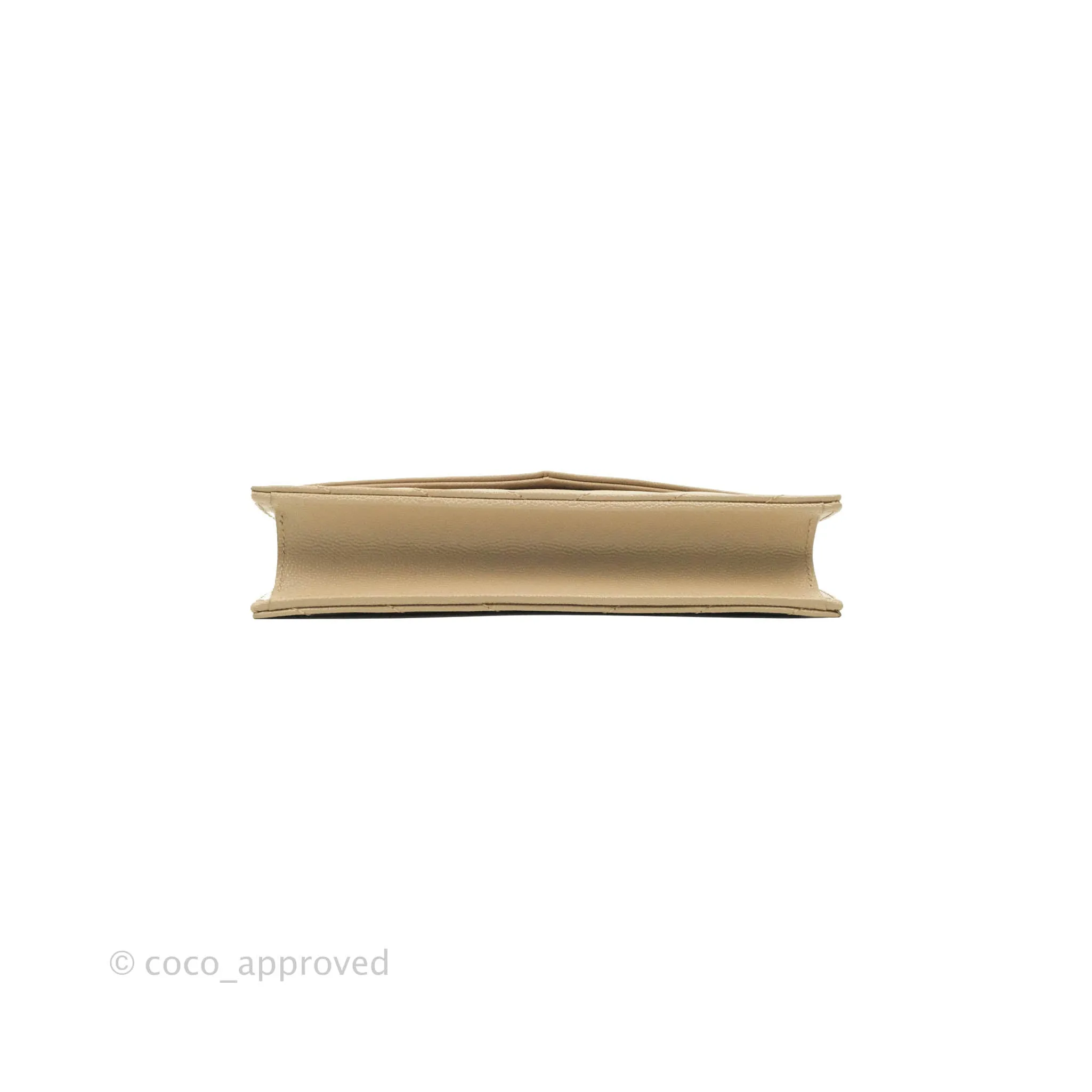 Saint Laurent Small Wallet on Chain Beige Grained Leather Gold Hardware