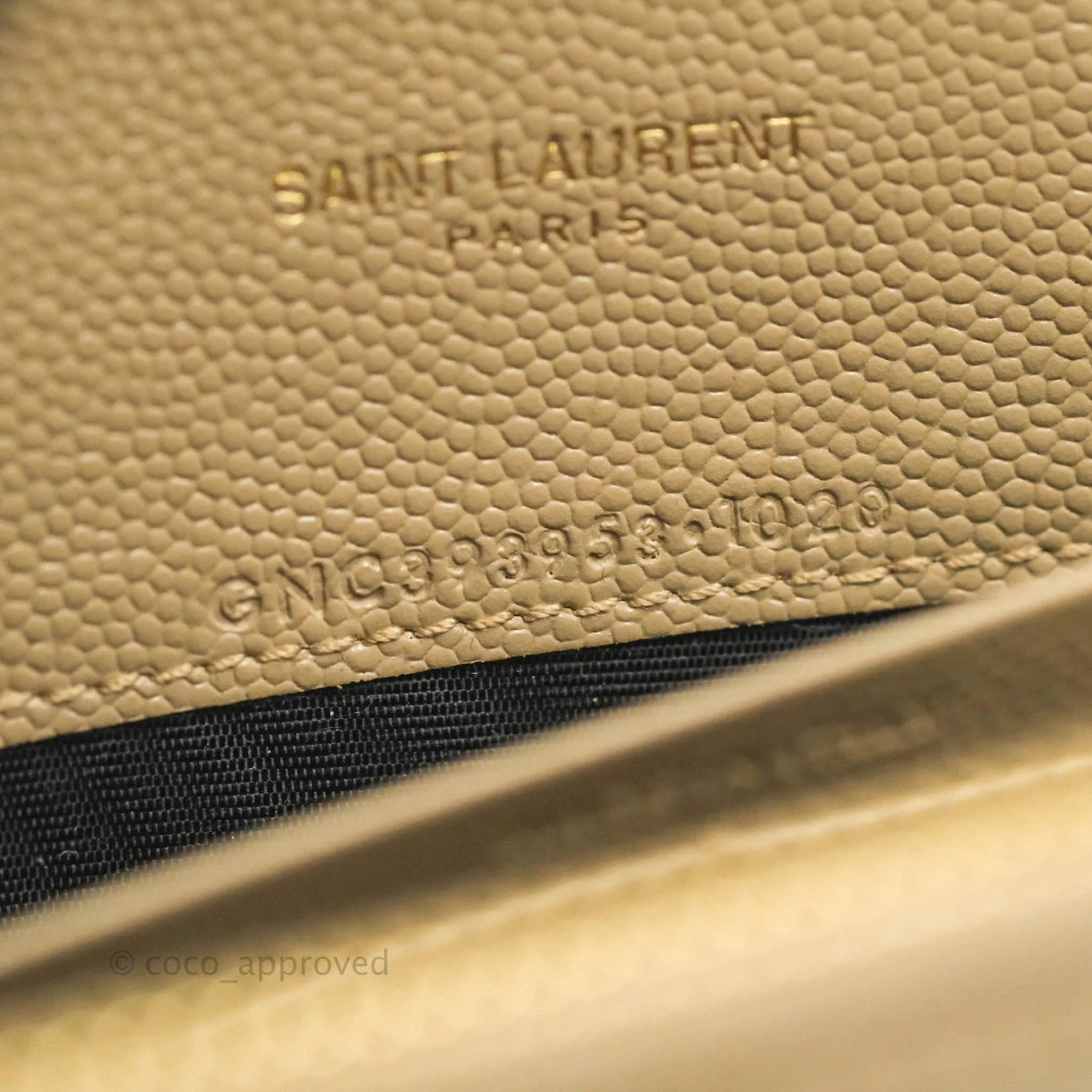 Saint Laurent Small Wallet on Chain Beige Grained Leather Gold Hardware