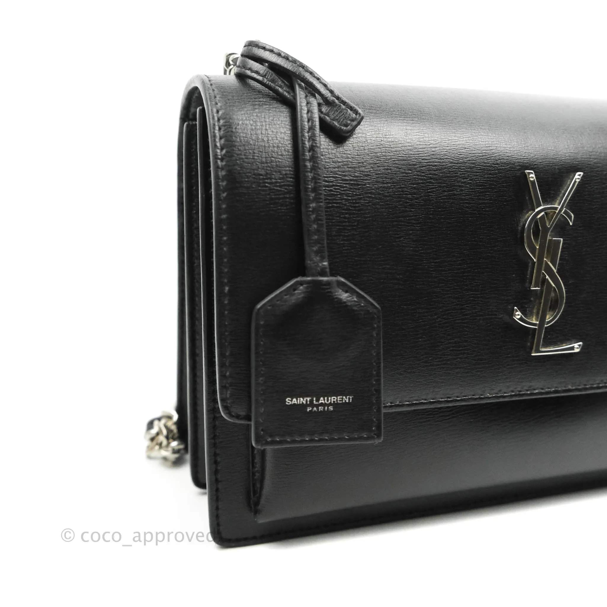 Saint Laurent Sunset Medium Black Calfskin Silver Hardware