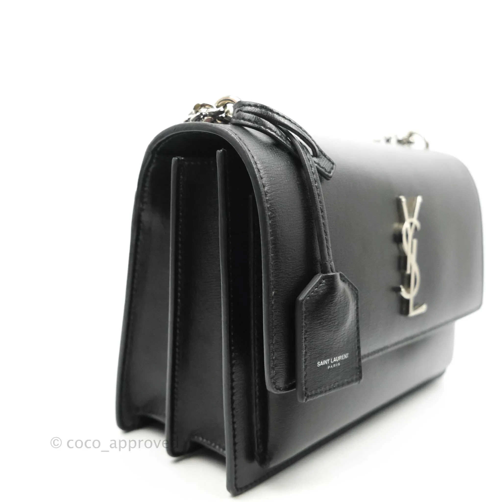 Saint Laurent Sunset Medium Black Calfskin Silver Hardware