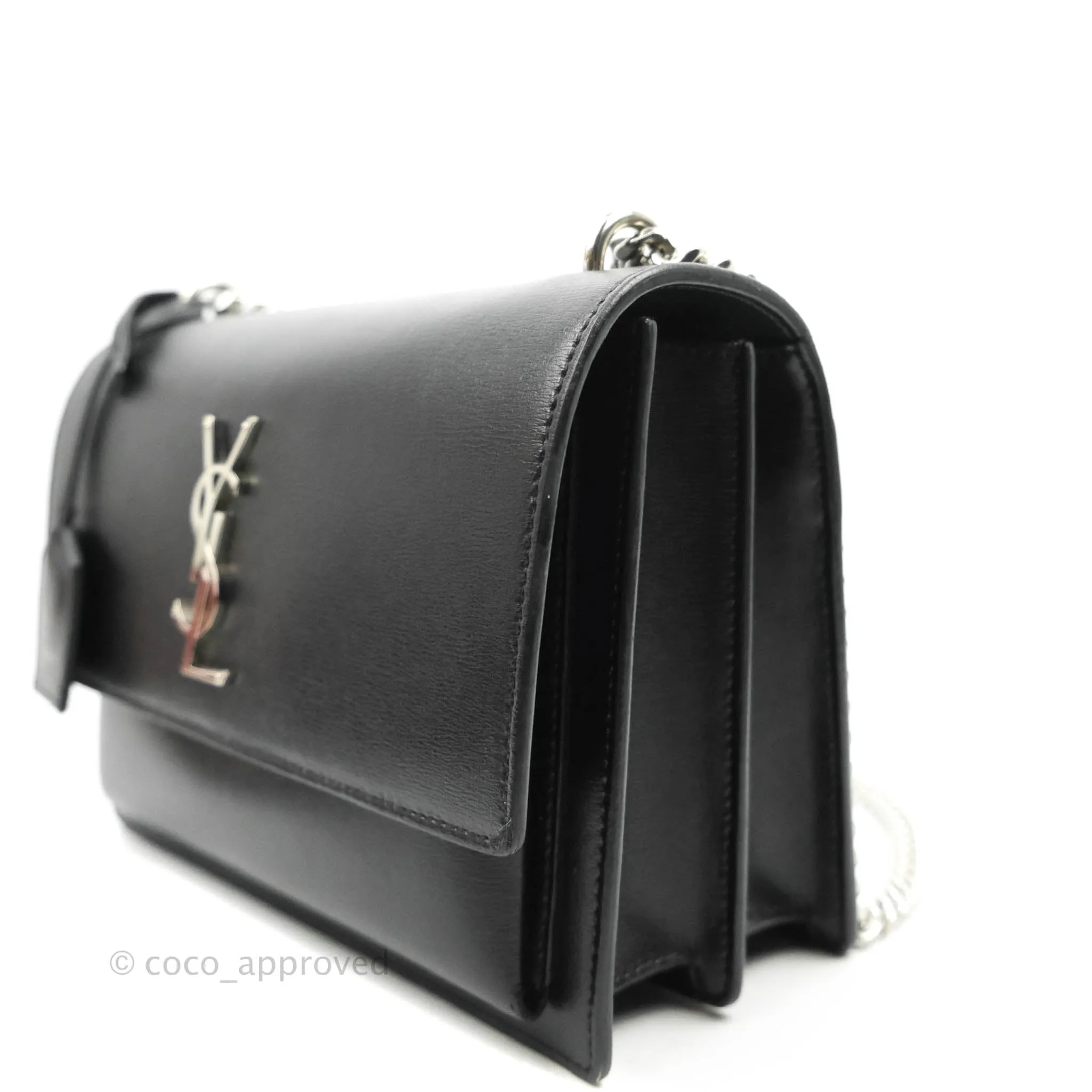 Saint Laurent Sunset Medium Black Calfskin Silver Hardware