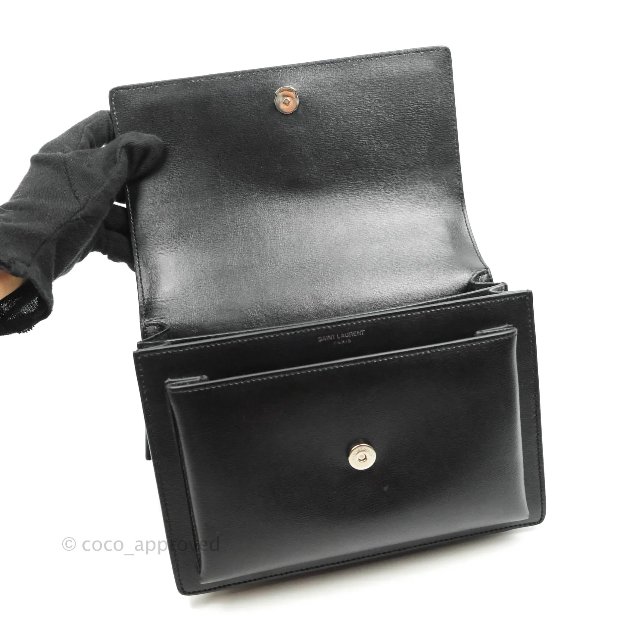 Saint Laurent Sunset Medium Black Calfskin Silver Hardware