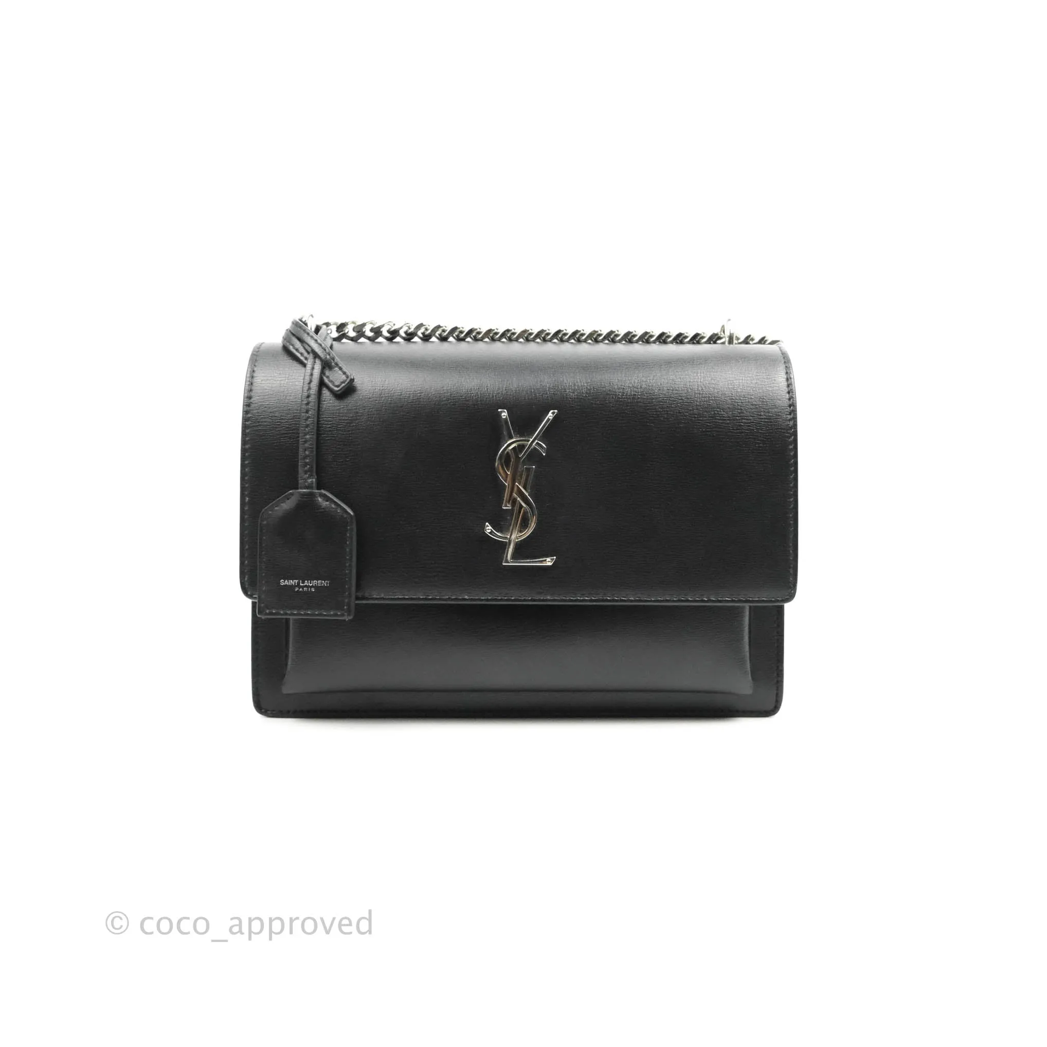 Saint Laurent Sunset Medium Black Calfskin Silver Hardware