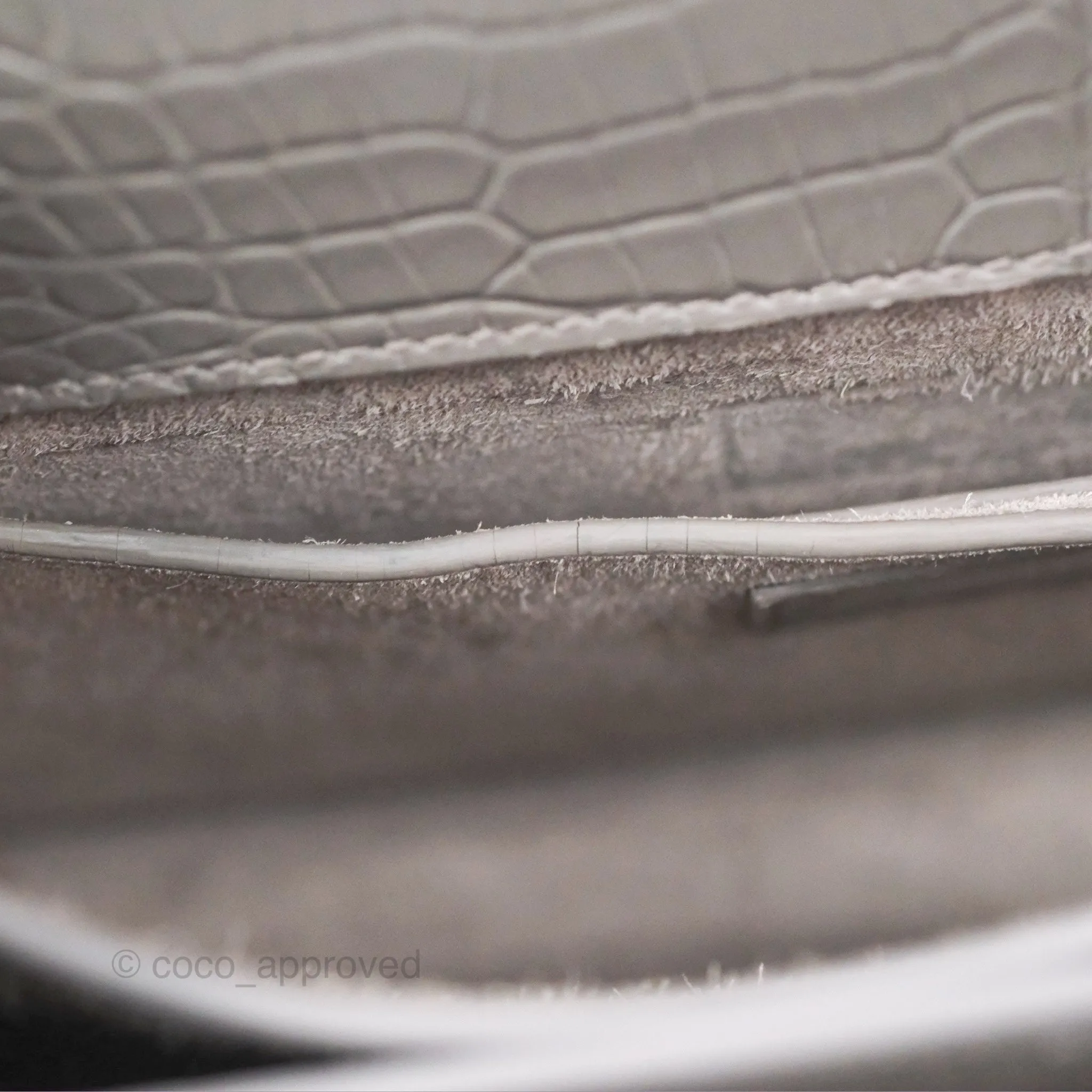 Saint Laurent Sunset Medium Grey Croc-effected Silver Hardware