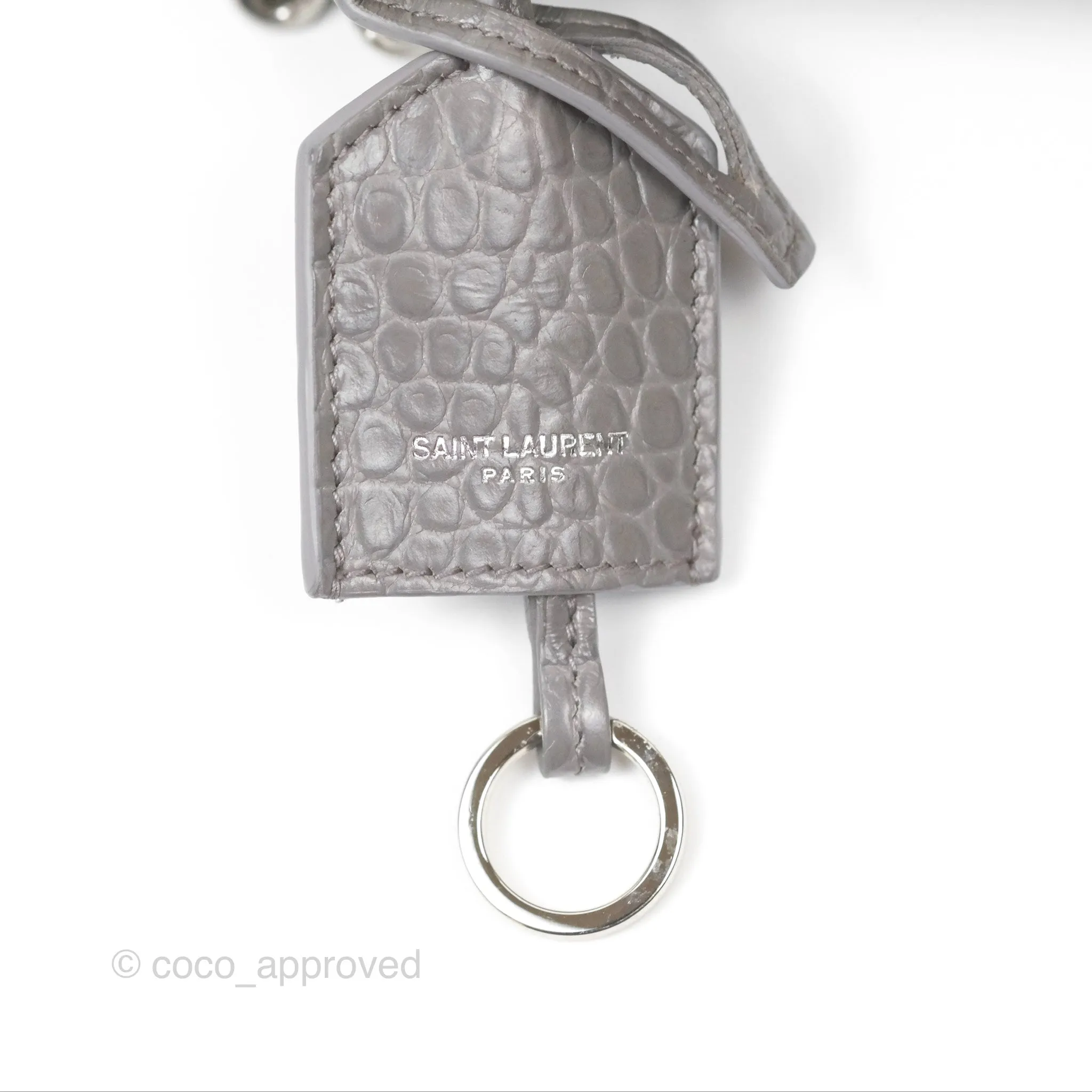 Saint Laurent Sunset Medium Grey Croc-effected Silver Hardware