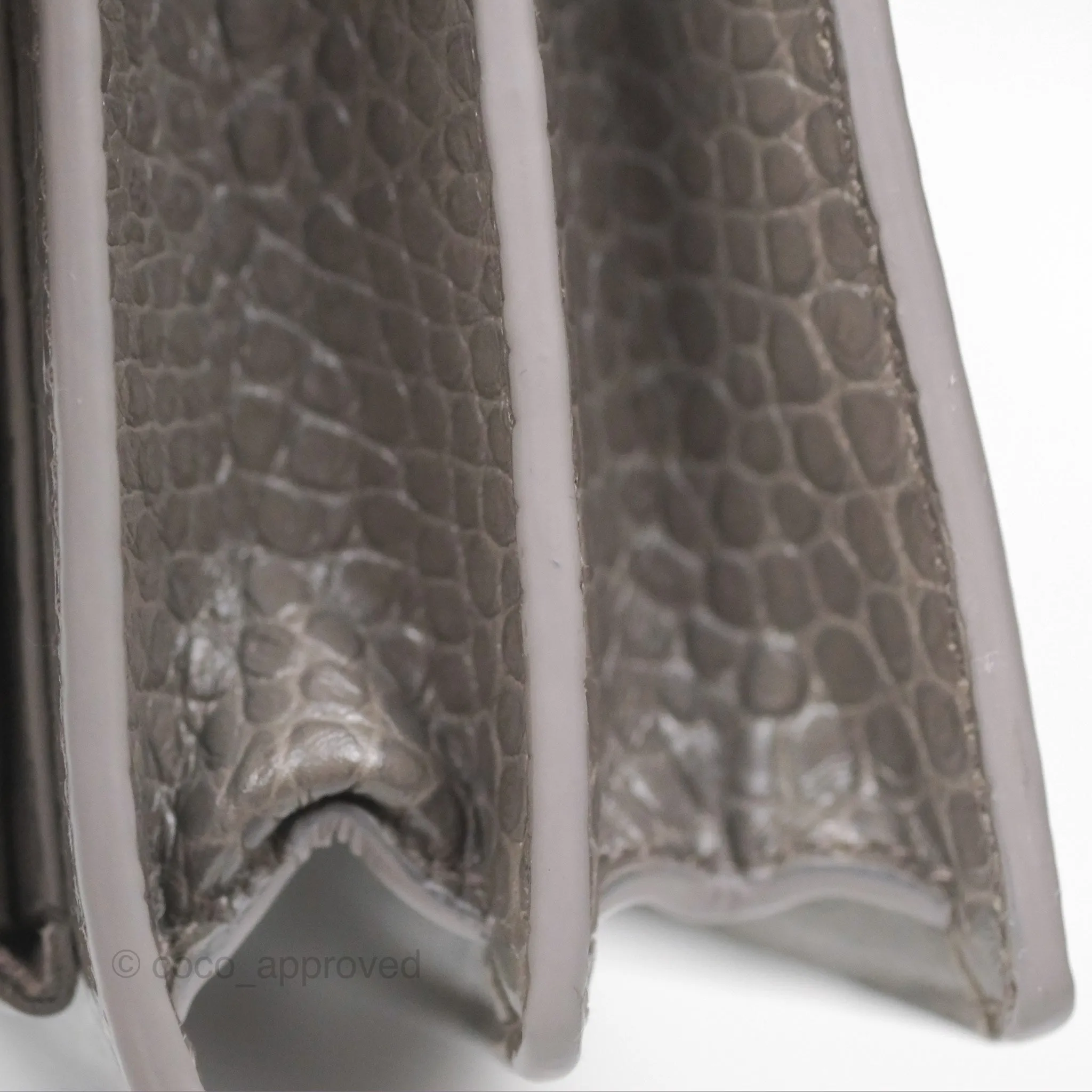 Saint Laurent Sunset Medium Grey Croc-effected Silver Hardware