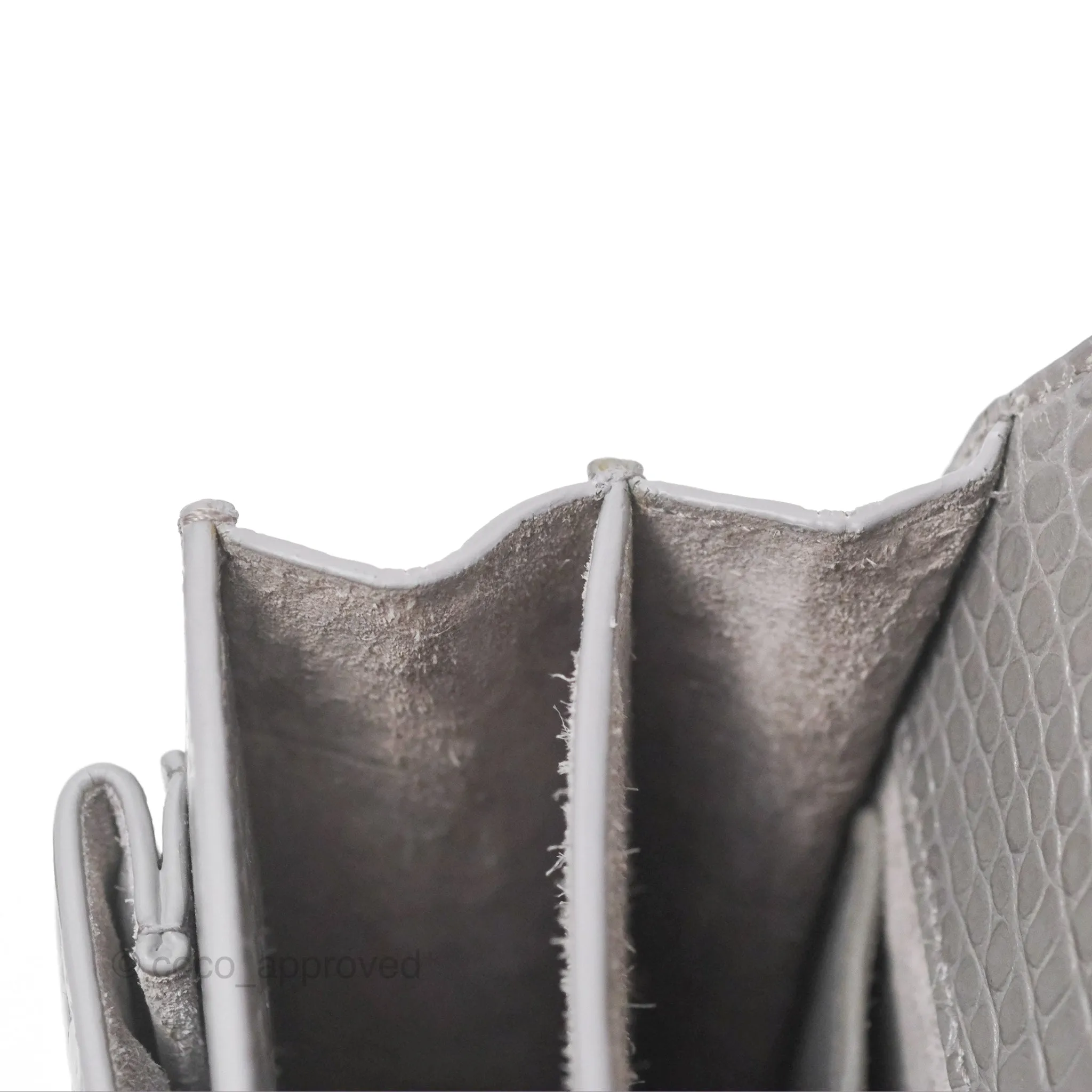 Saint Laurent Sunset Medium Grey Croc-effected Silver Hardware
