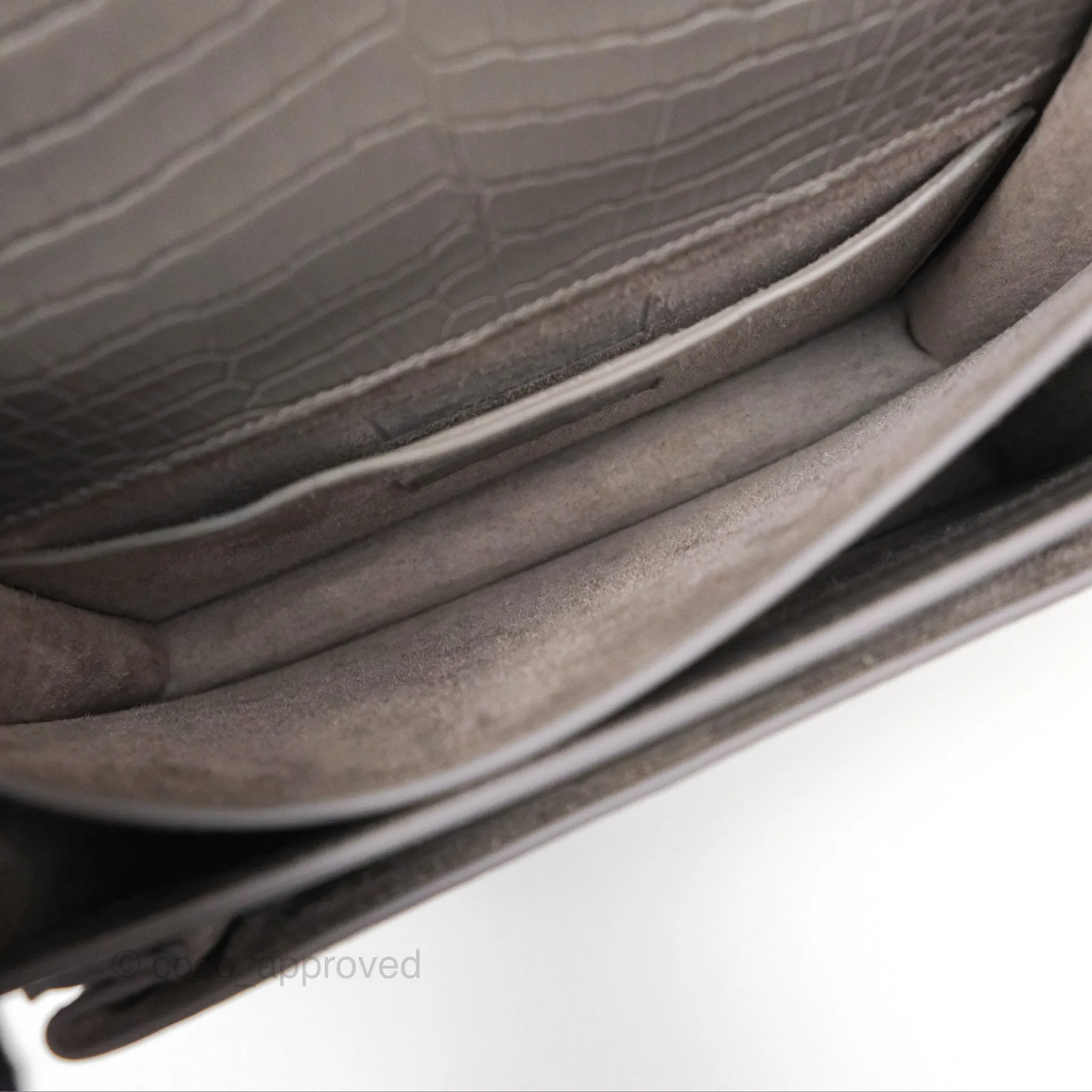 Saint Laurent Sunset Medium Grey Croc-effected Silver Hardware