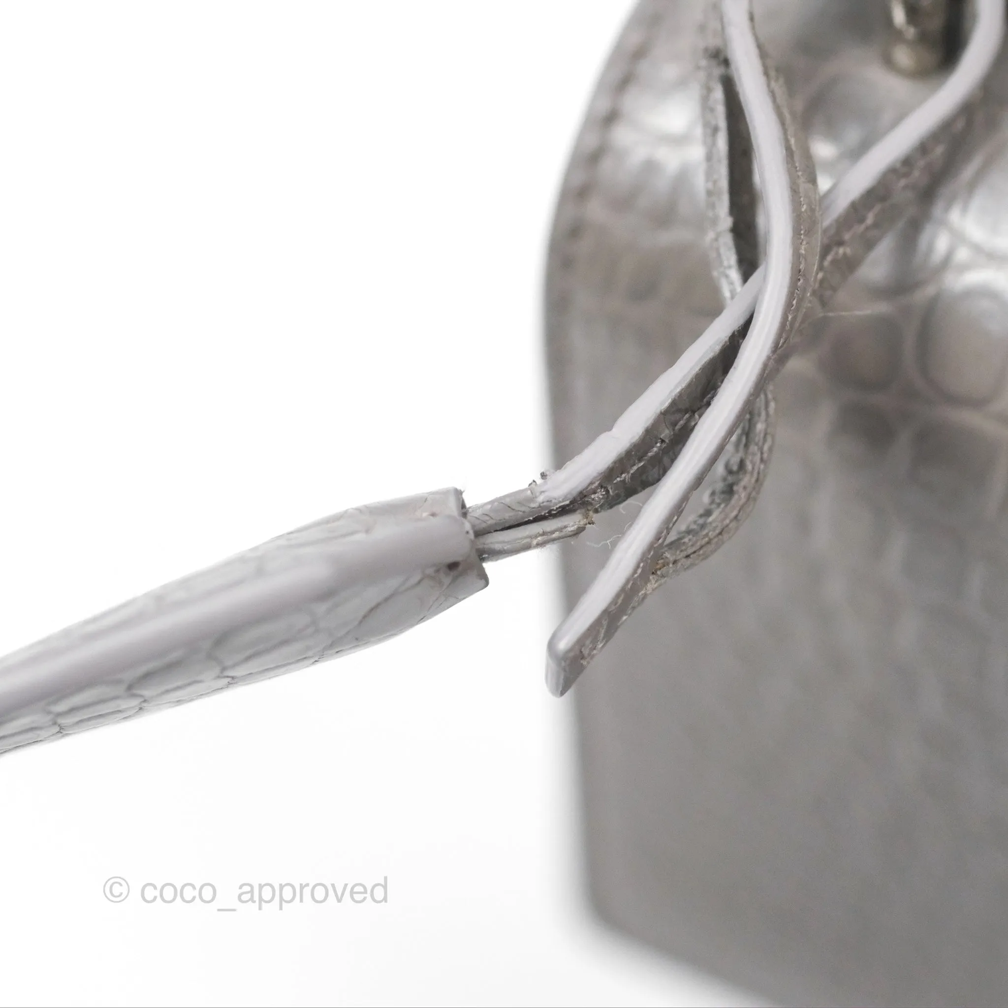 Saint Laurent Sunset Medium Grey Croc-effected Silver Hardware