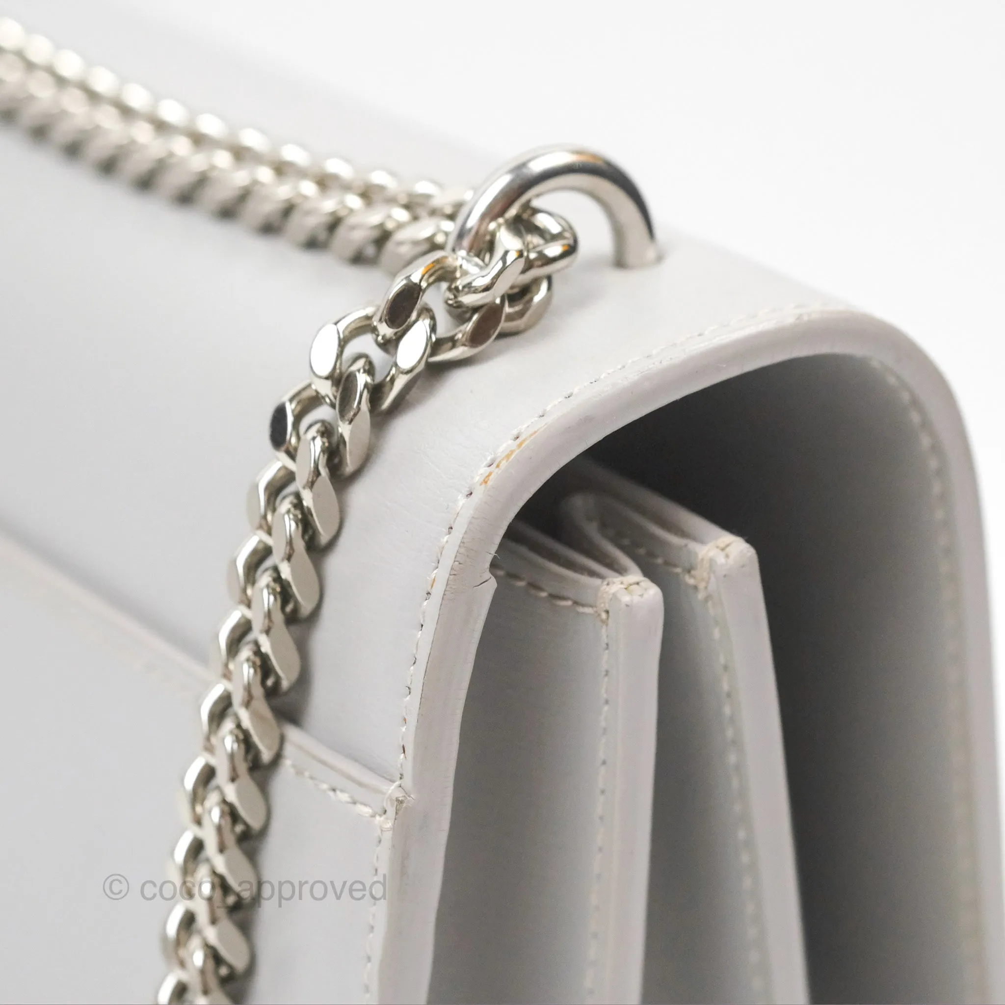 Saint Laurent Sunset Medium Light Grey Calfskin Silver Hardware