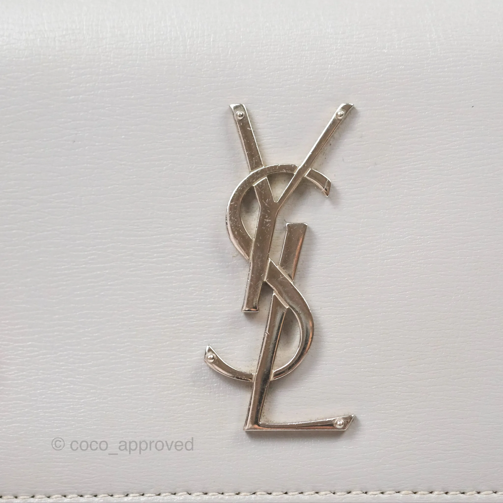 Saint Laurent Sunset Medium Light Grey Calfskin Silver Hardware