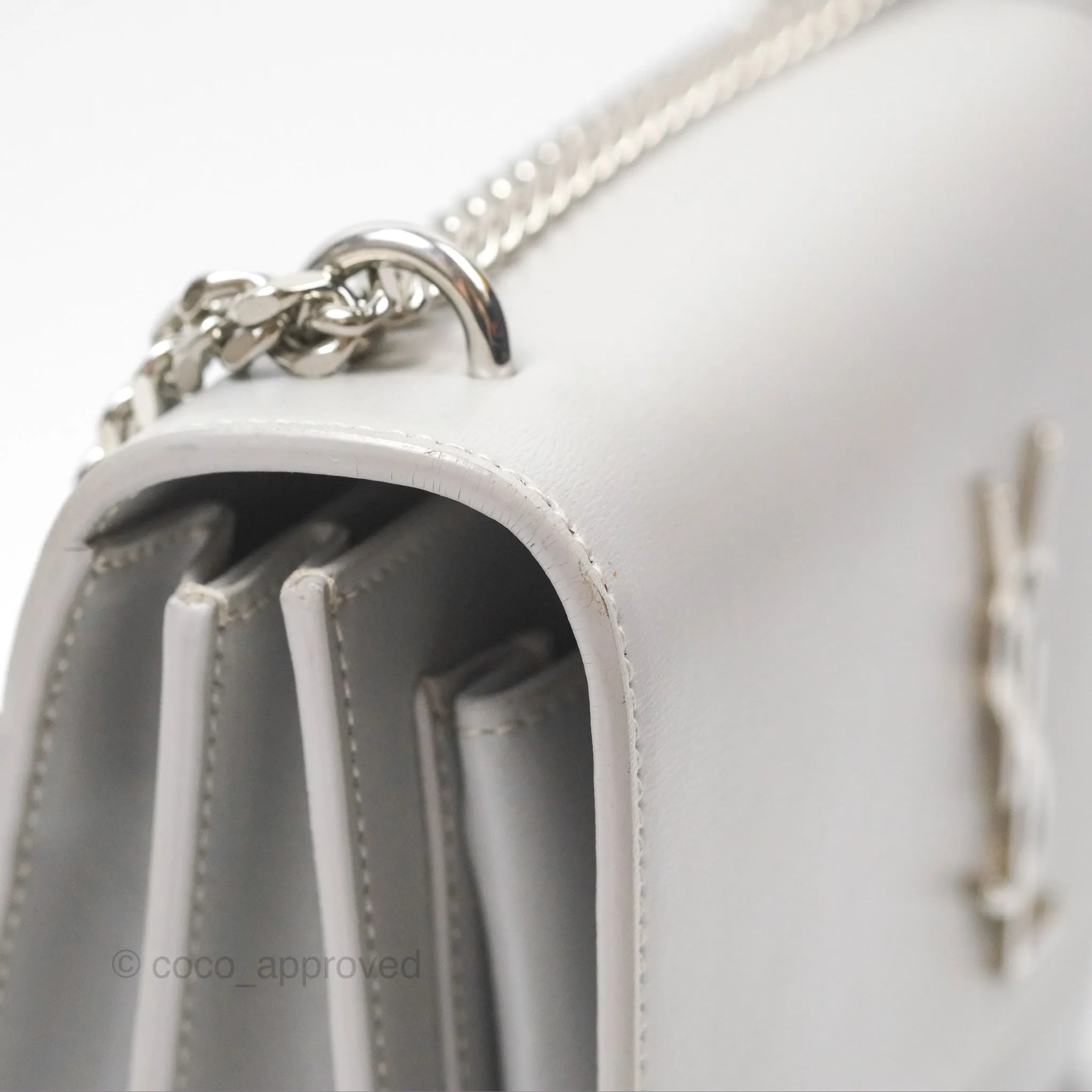 Saint Laurent Sunset Medium Light Grey Calfskin Silver Hardware