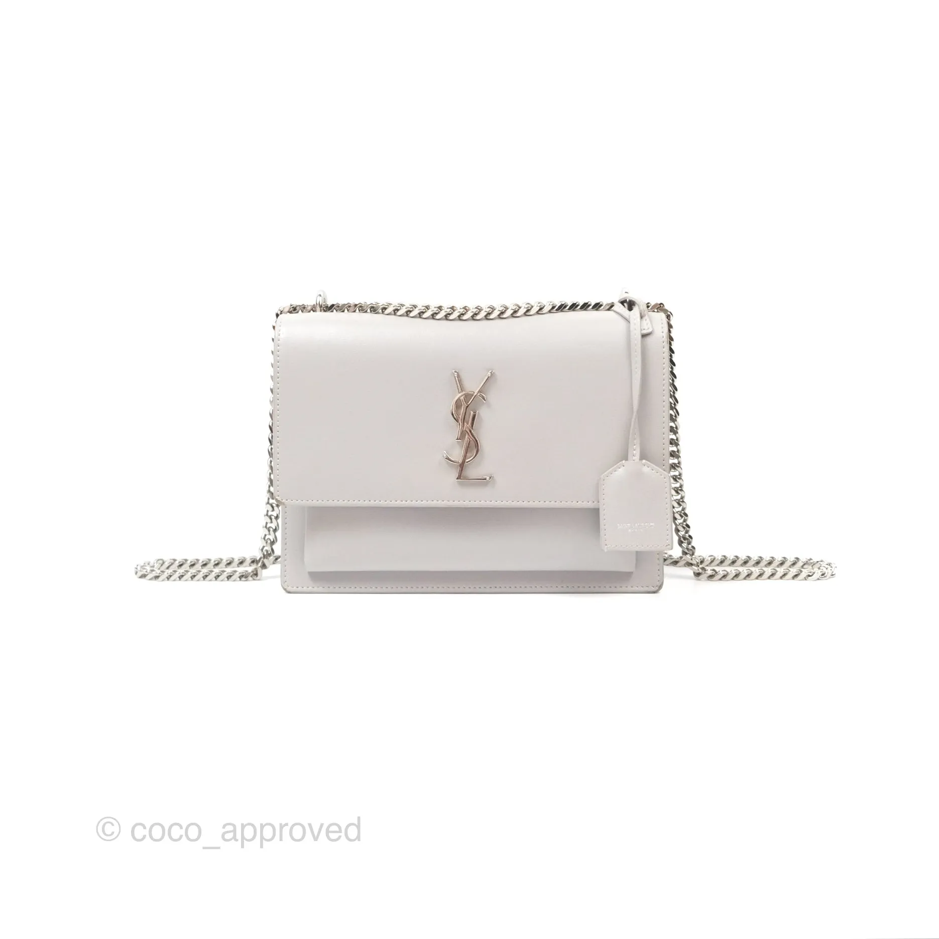 Saint Laurent Sunset Medium Light Grey Calfskin Silver Hardware