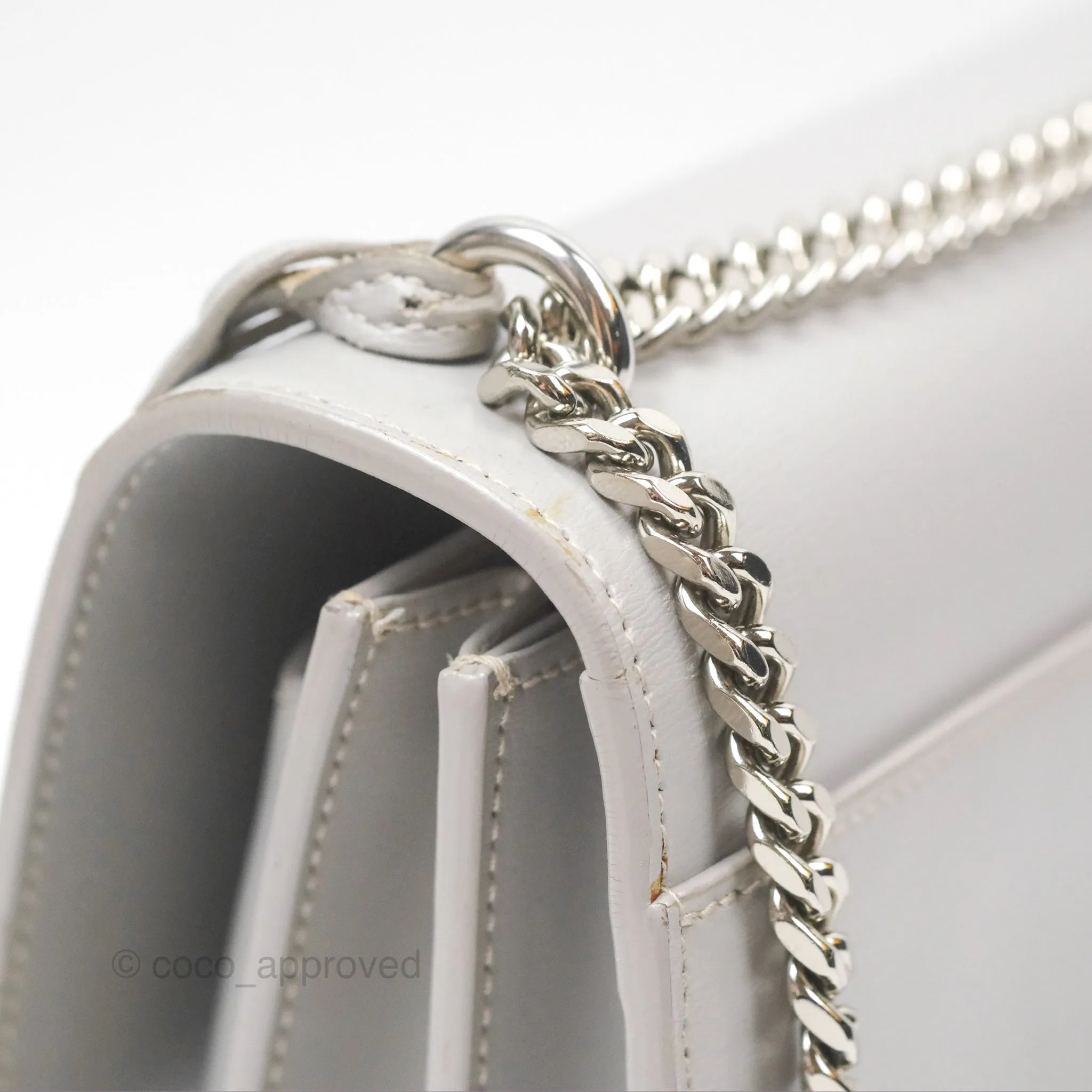 Saint Laurent Sunset Medium Light Grey Calfskin Silver Hardware