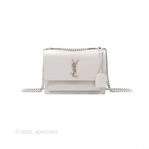 Saint Laurent Sunset Medium Light Grey Calfskin Silver Hardware