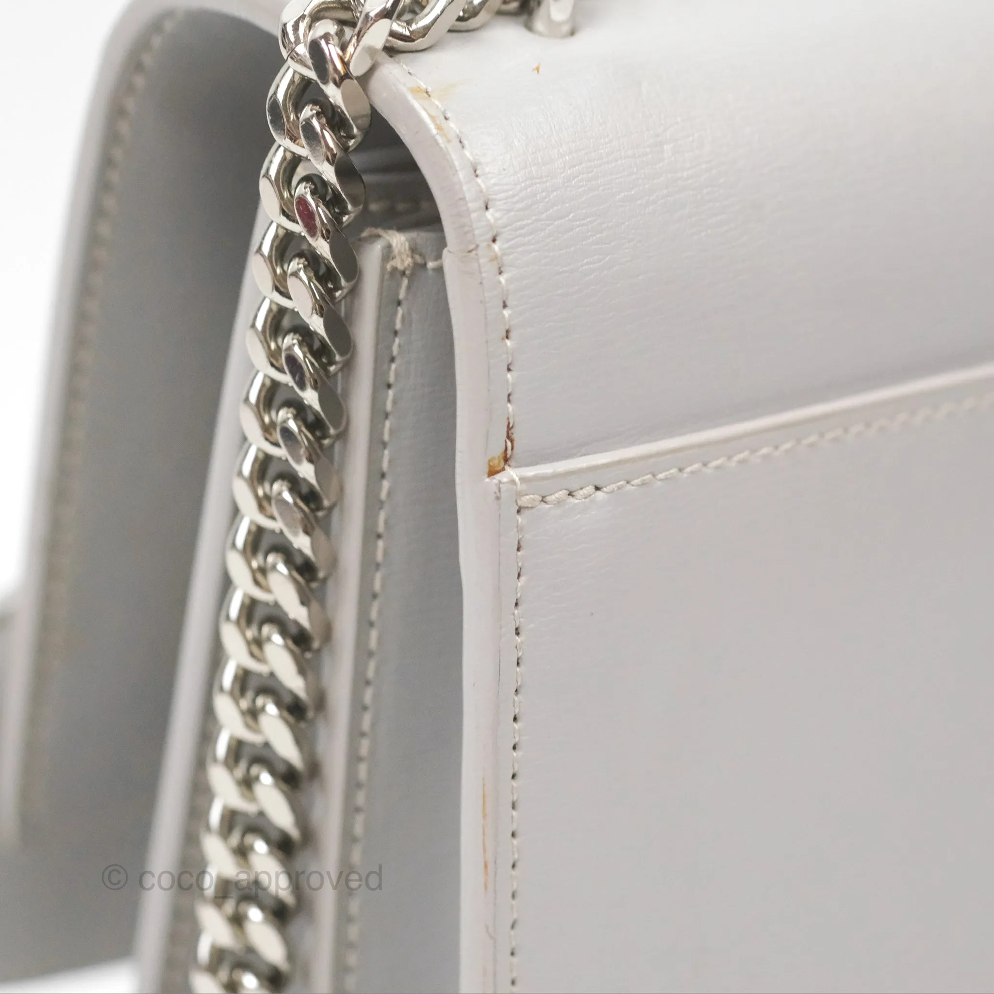 Saint Laurent Sunset Medium Light Grey Calfskin Silver Hardware