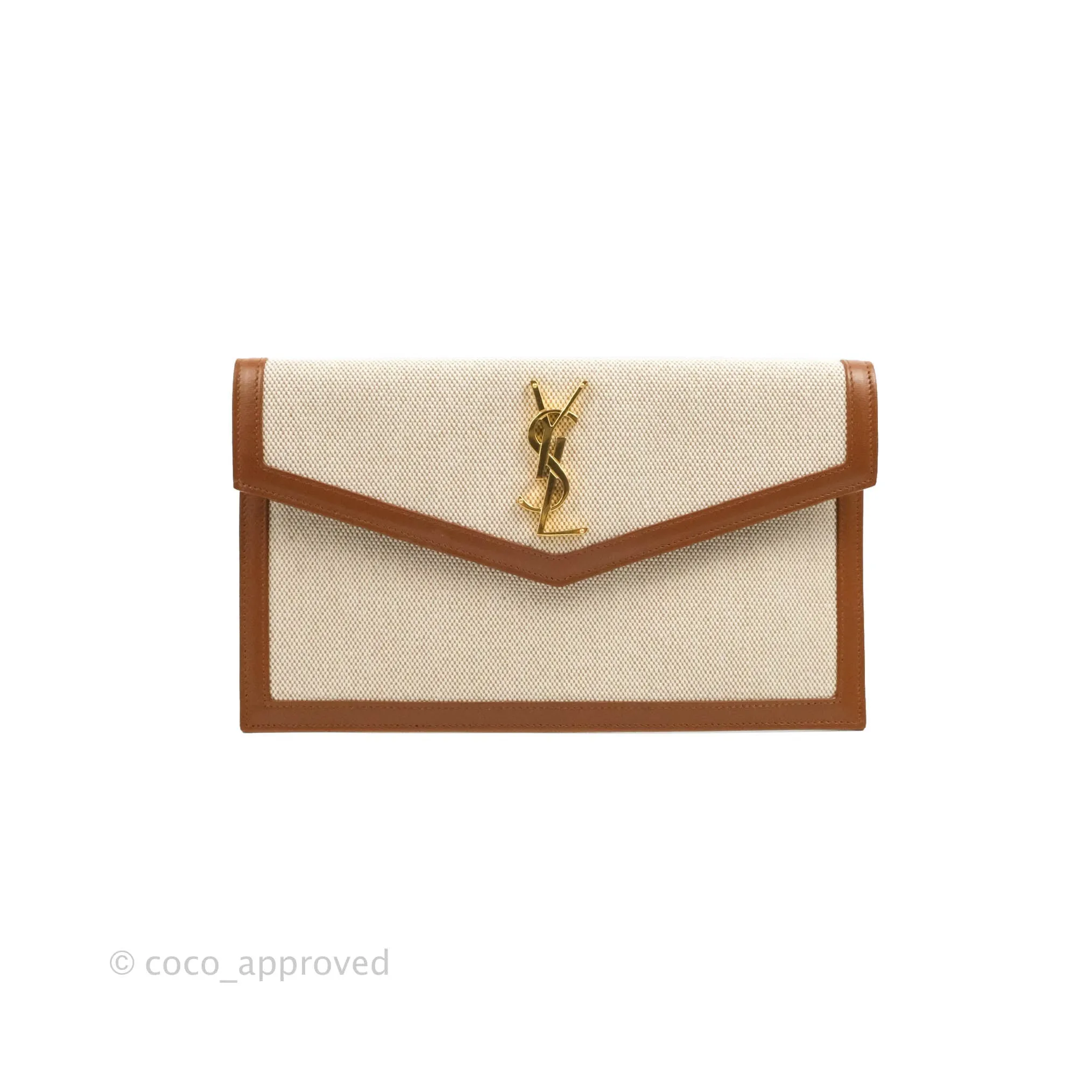 Saint Laurent Uptown Pouch Tan/Natural Beige Canvas