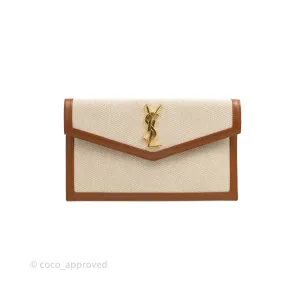 Saint Laurent Uptown Pouch Tan/Natural Beige Canvas