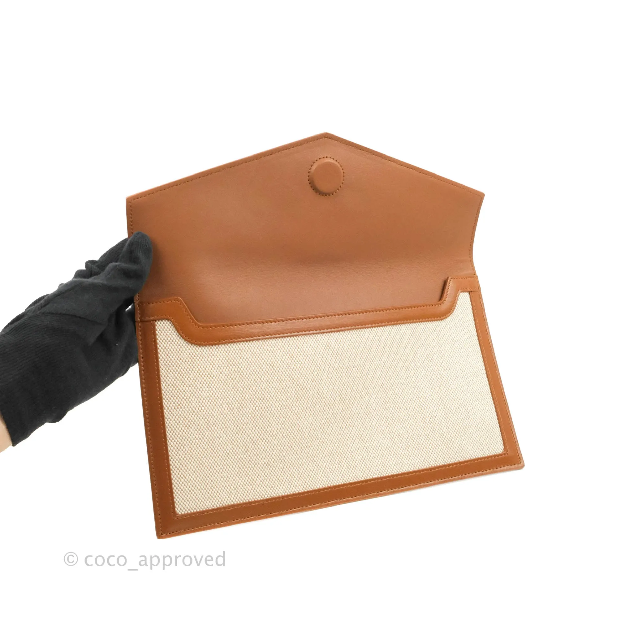 Saint Laurent Uptown Pouch Tan/Natural Beige Canvas