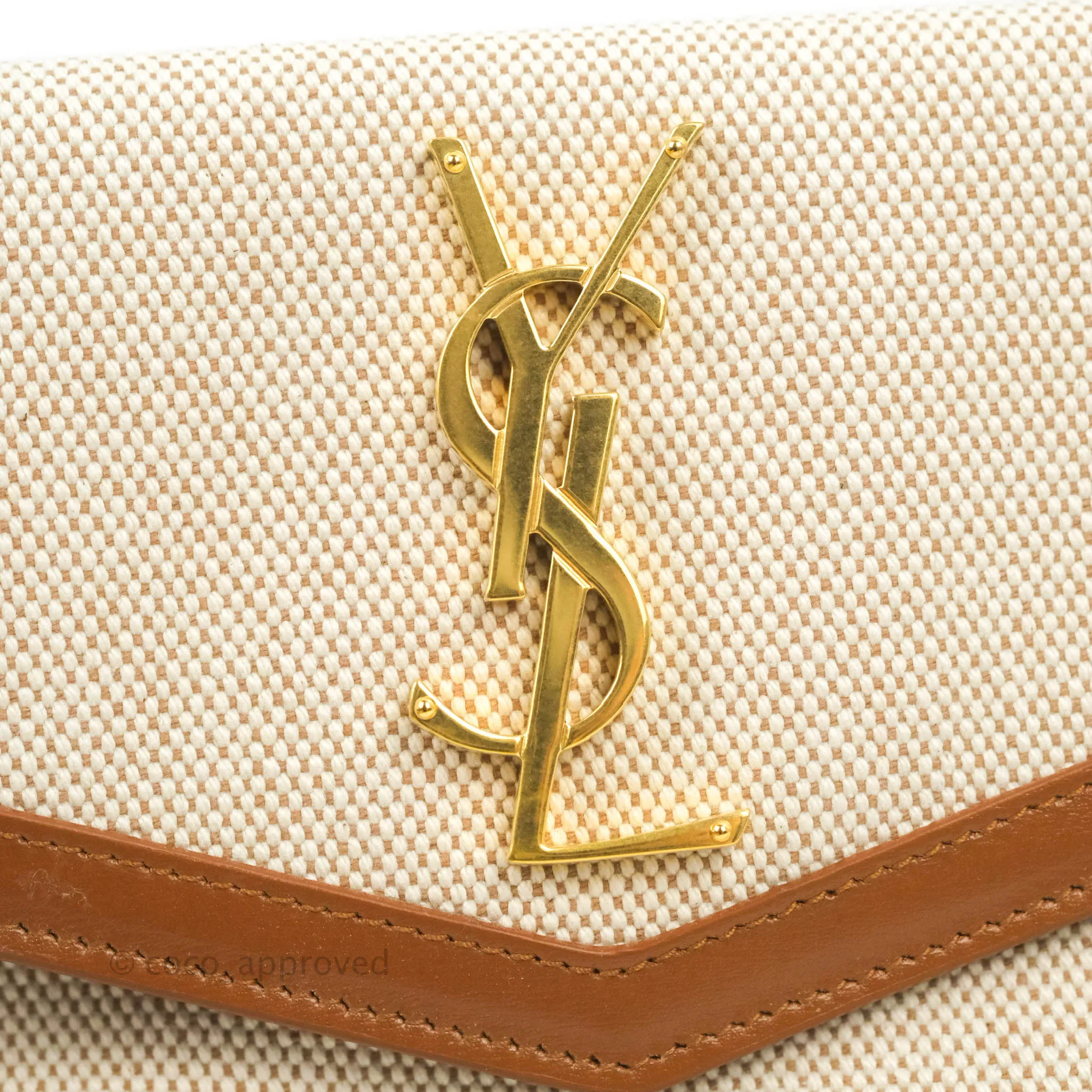 Saint Laurent Uptown Pouch Tan/Natural Beige Canvas