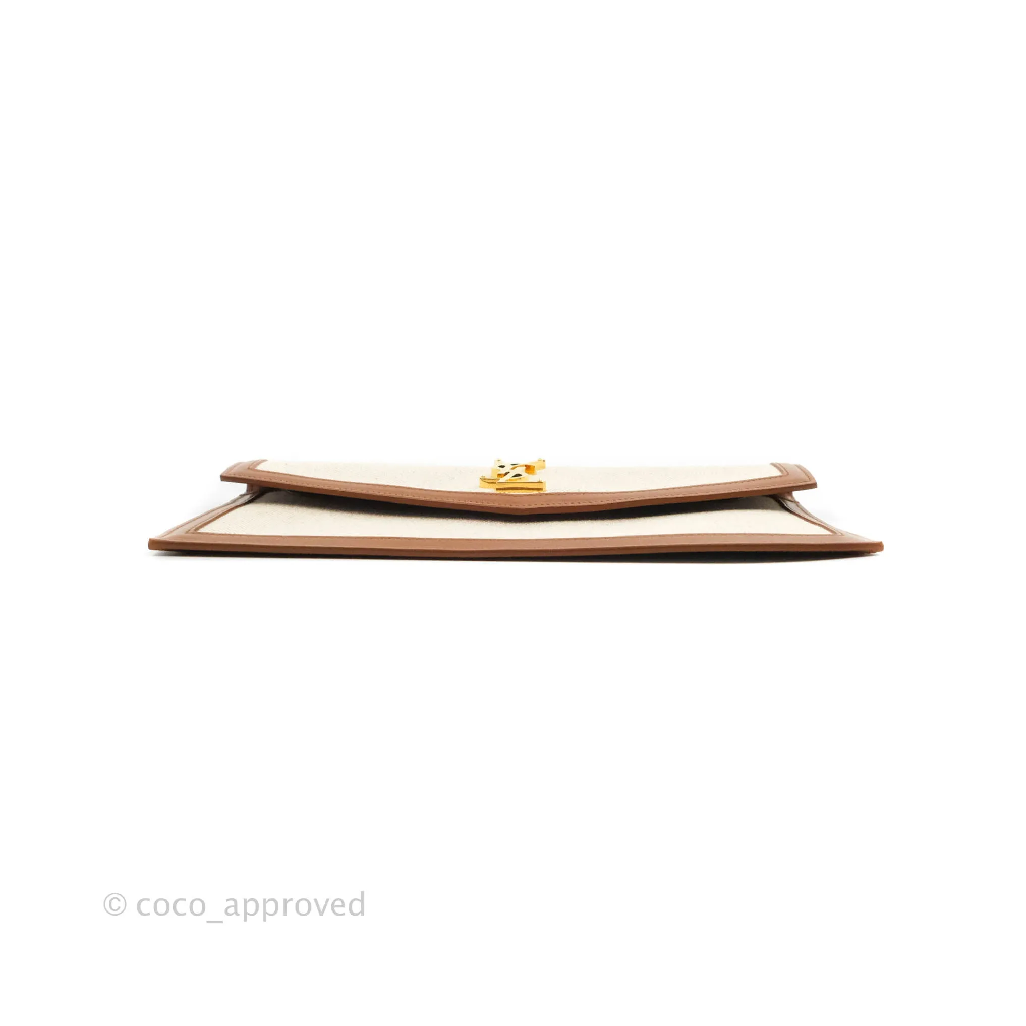 Saint Laurent Uptown Pouch Tan/Natural Beige Canvas