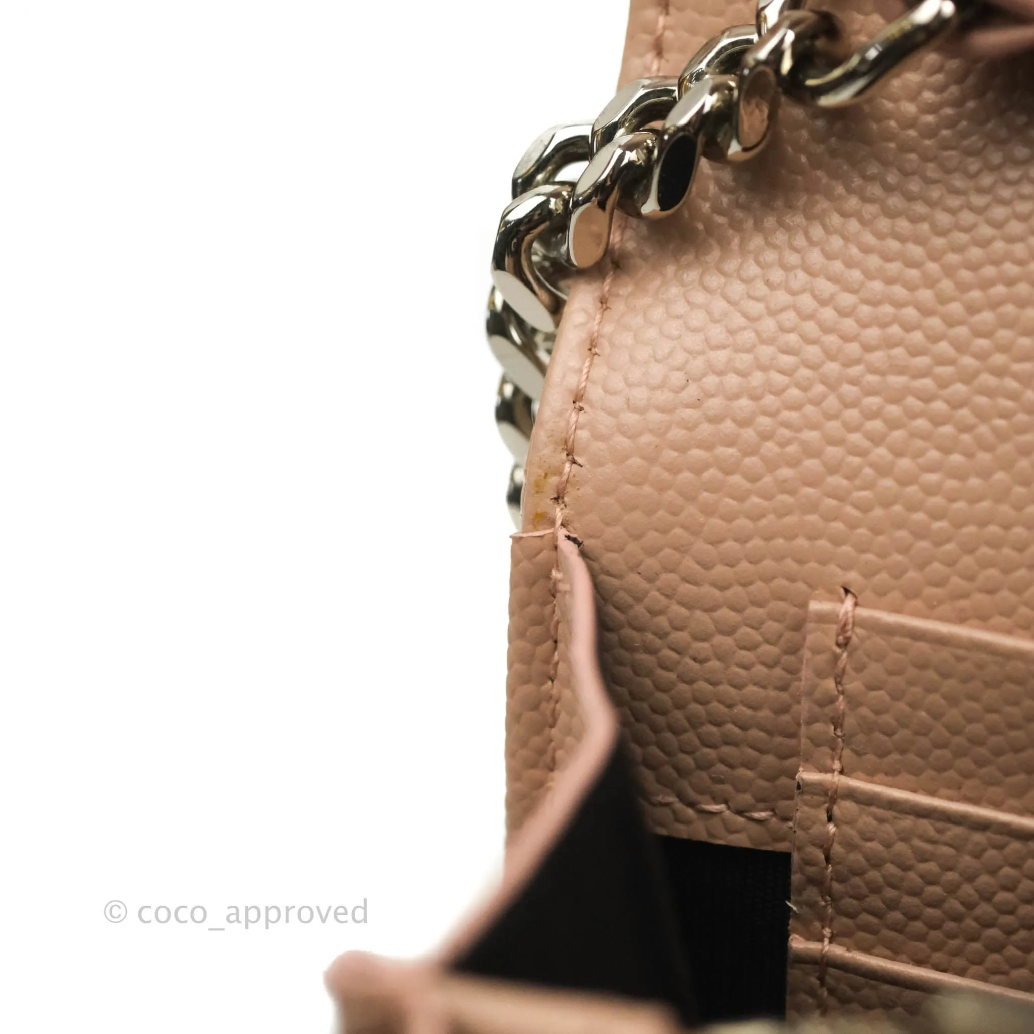 Saint Laurent Wallet on Chain Beige Pink Grained Leather Silver Hardware