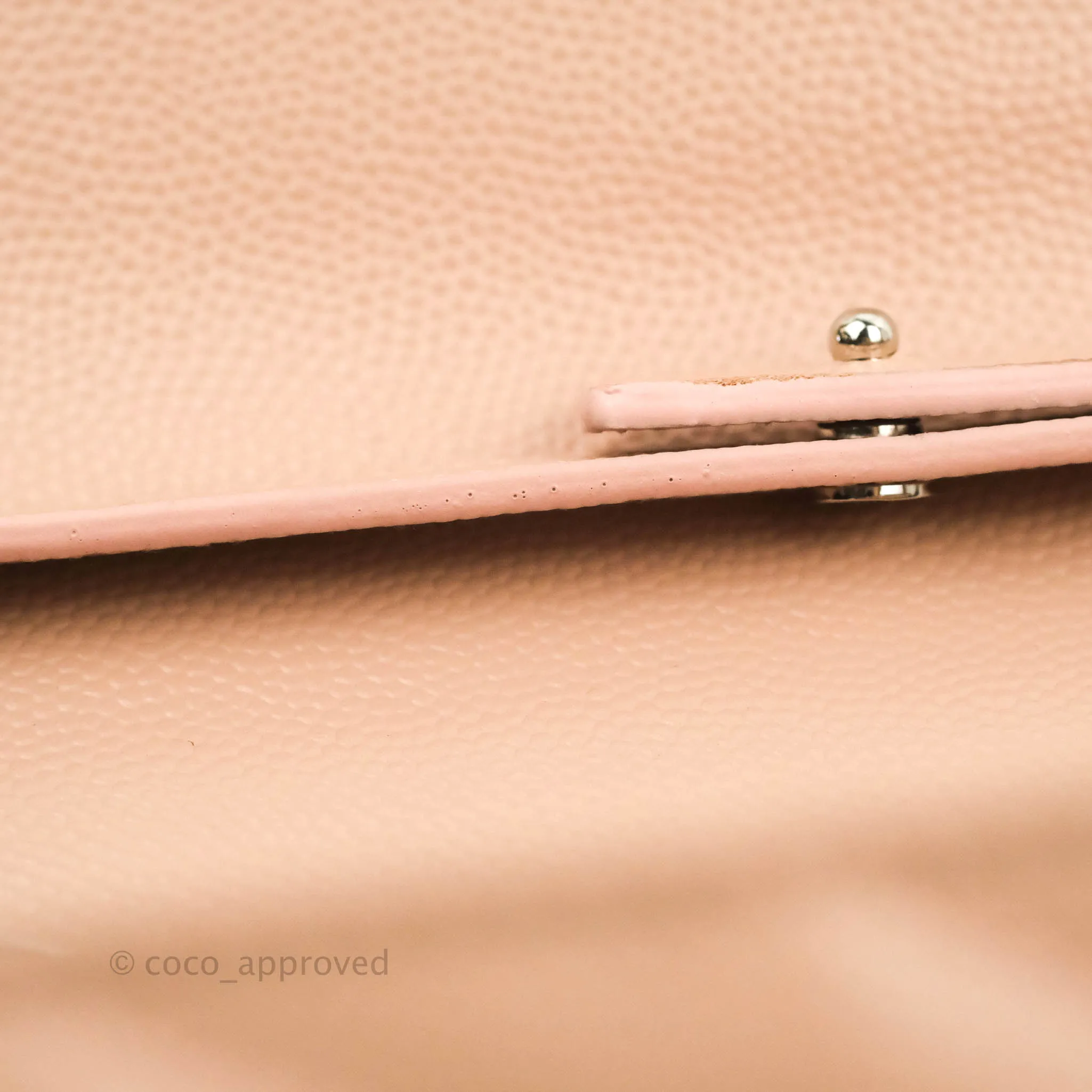 Saint Laurent Wallet on Chain Beige Pink Grained Leather Silver Hardware