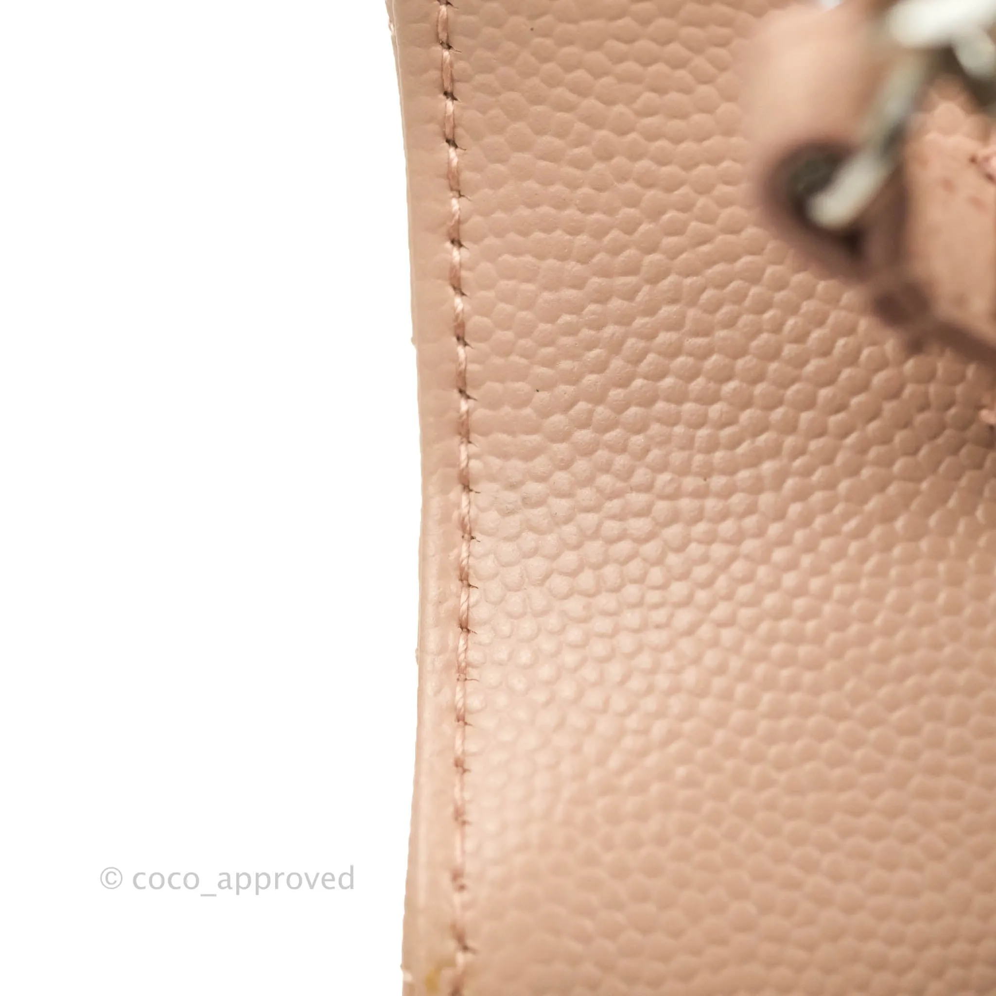 Saint Laurent Wallet on Chain Beige Pink Grained Leather Silver Hardware