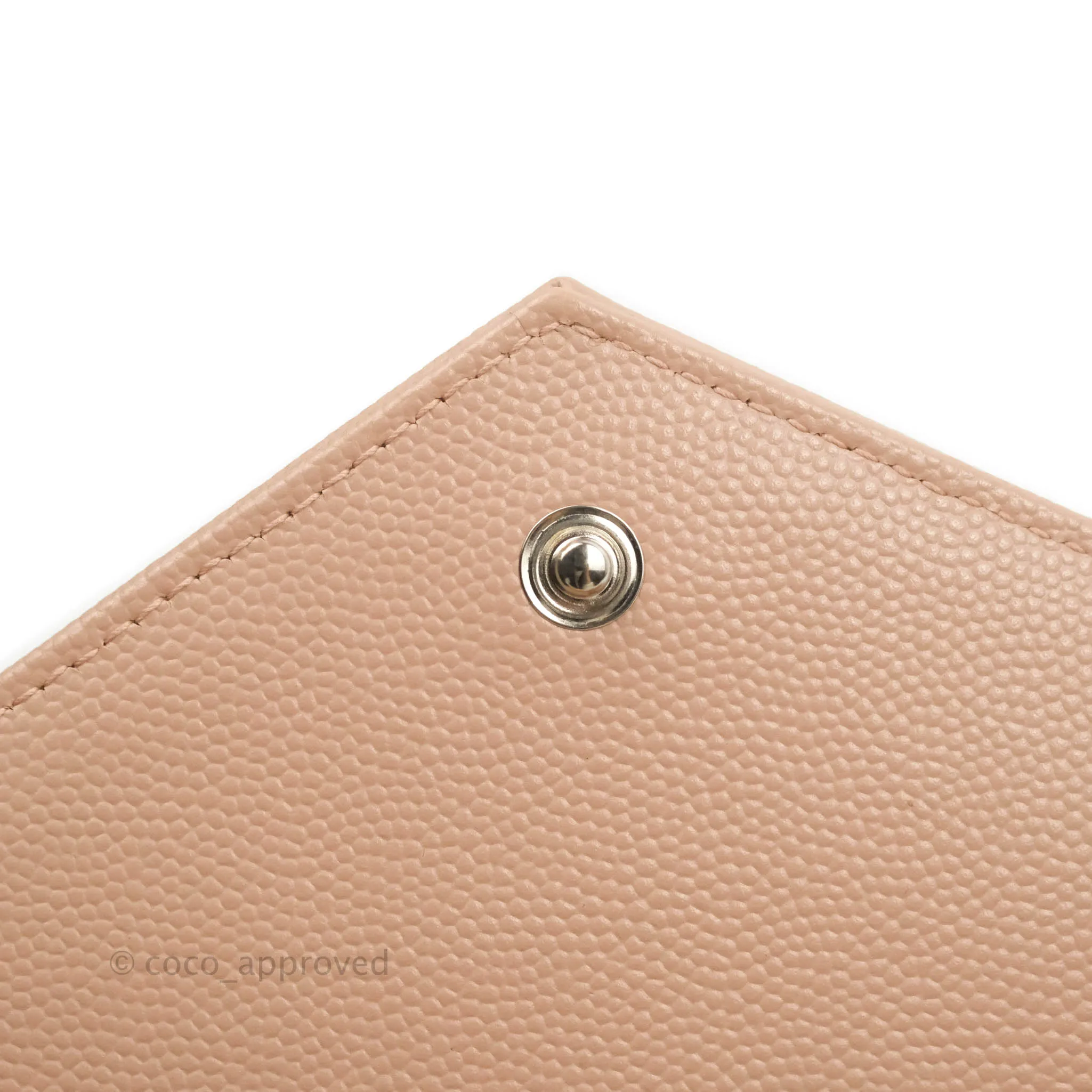Saint Laurent Wallet on Chain Beige Pink Grained Leather Silver Hardware