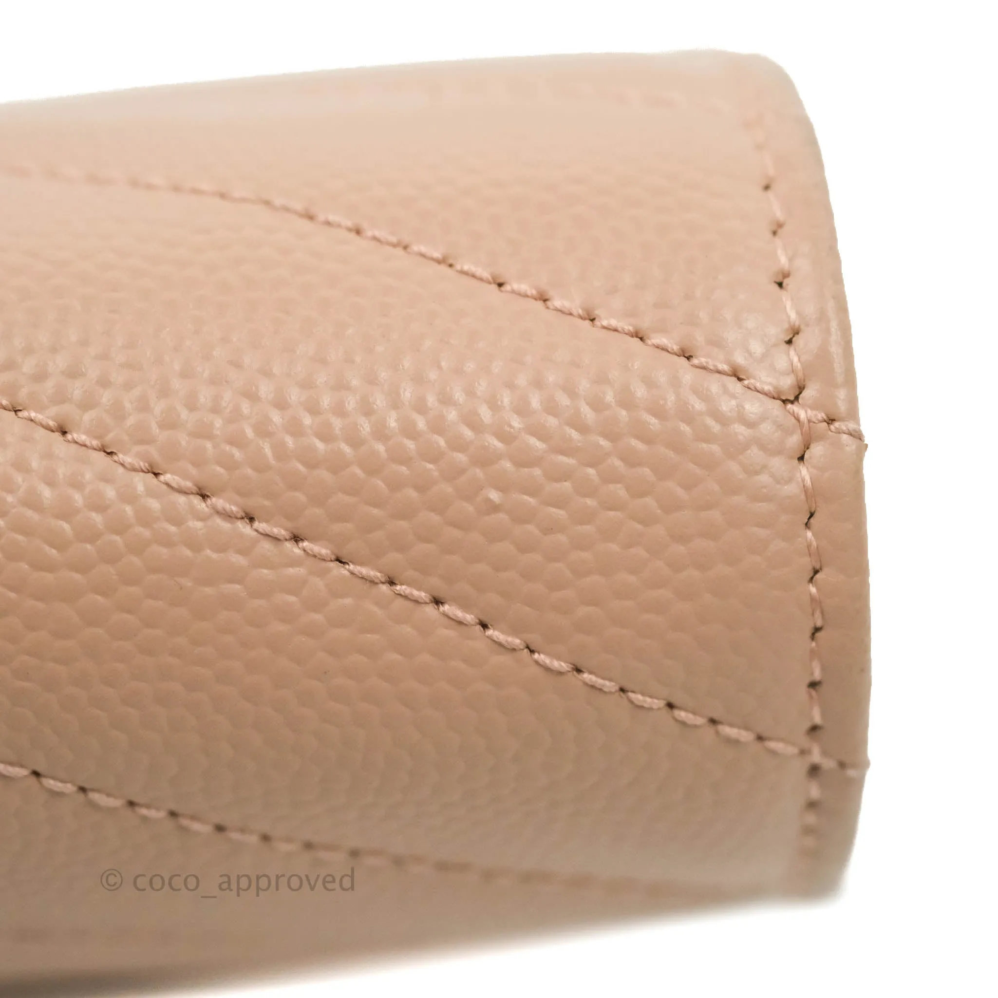 Saint Laurent Wallet on Chain Beige Pink Grained Leather Silver Hardware