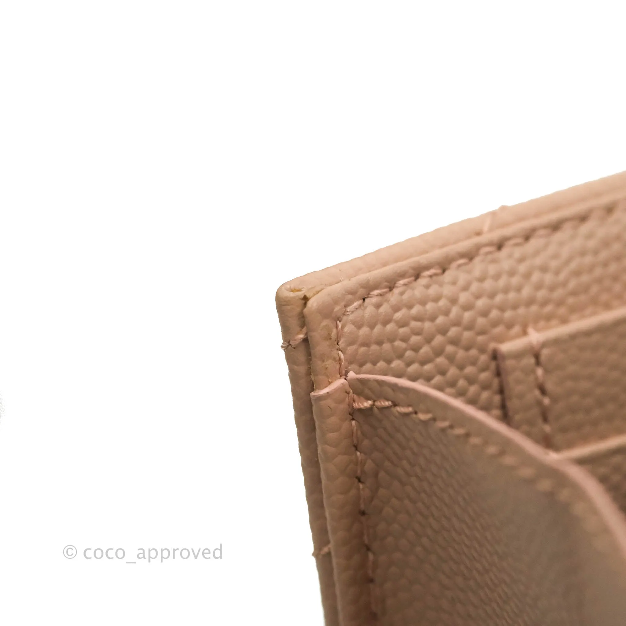 Saint Laurent Wallet on Chain Beige Pink Grained Leather Silver Hardware