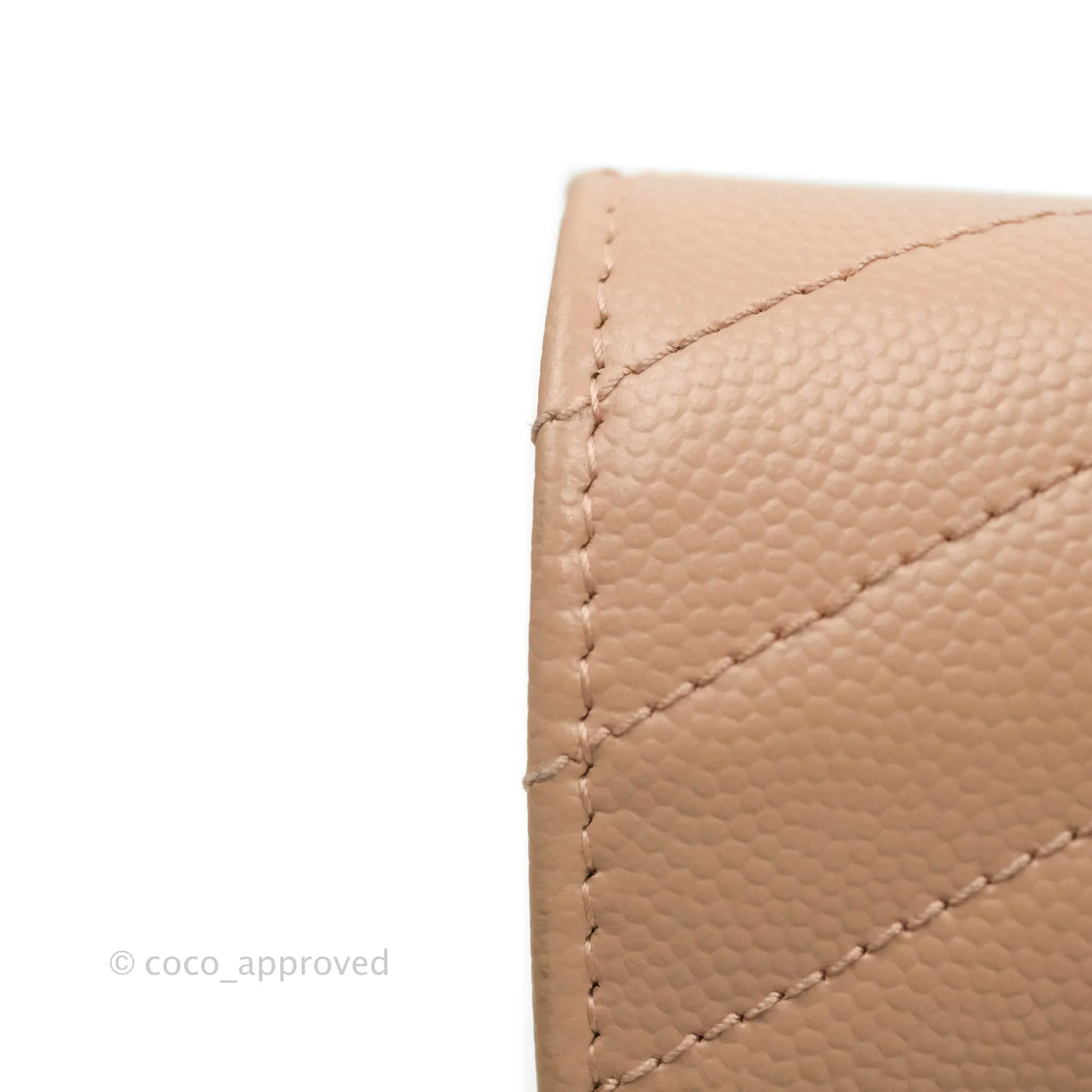 Saint Laurent Wallet on Chain Beige Pink Grained Leather Silver Hardware