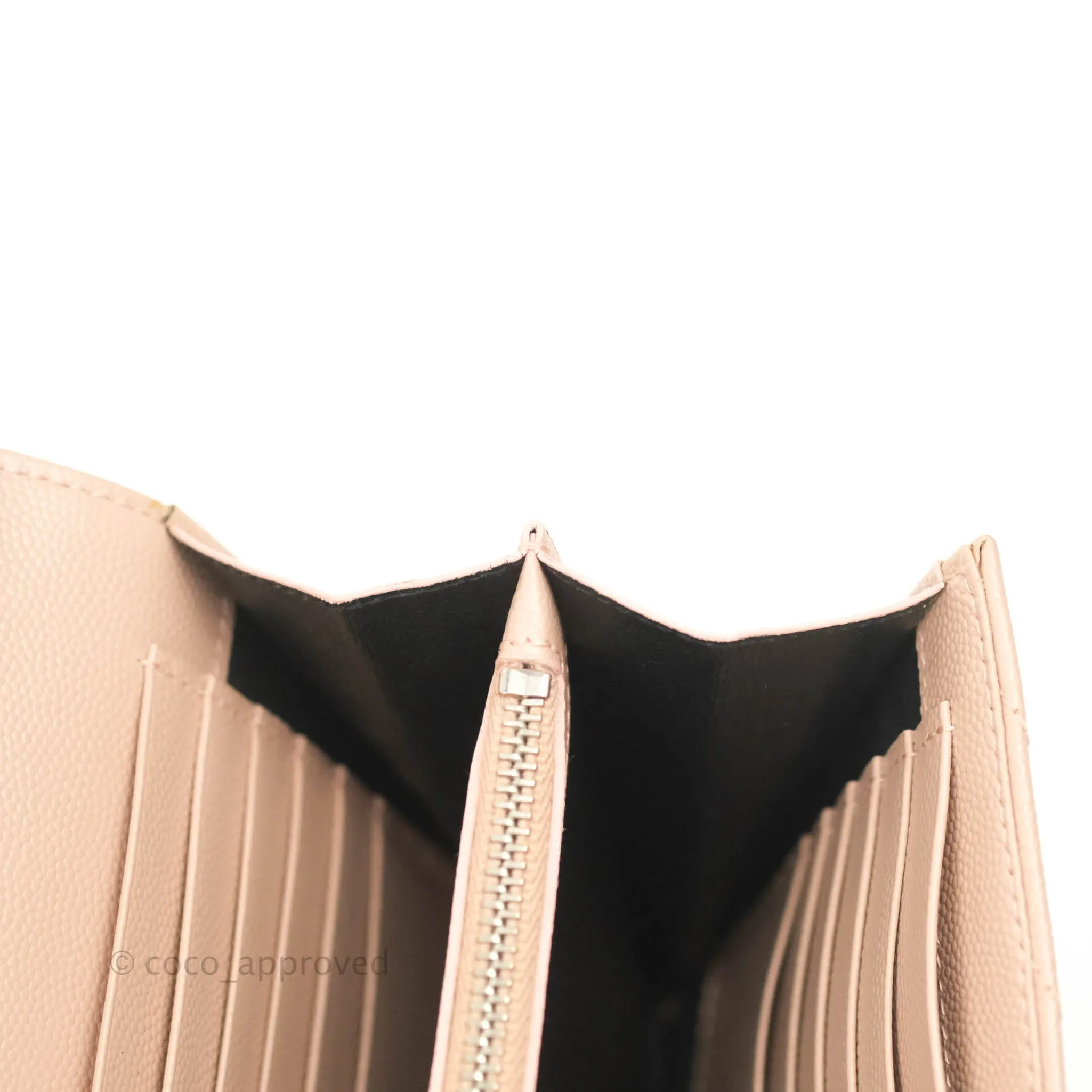 Saint Laurent Wallet on Chain Beige Pink Grained Leather Silver Hardware