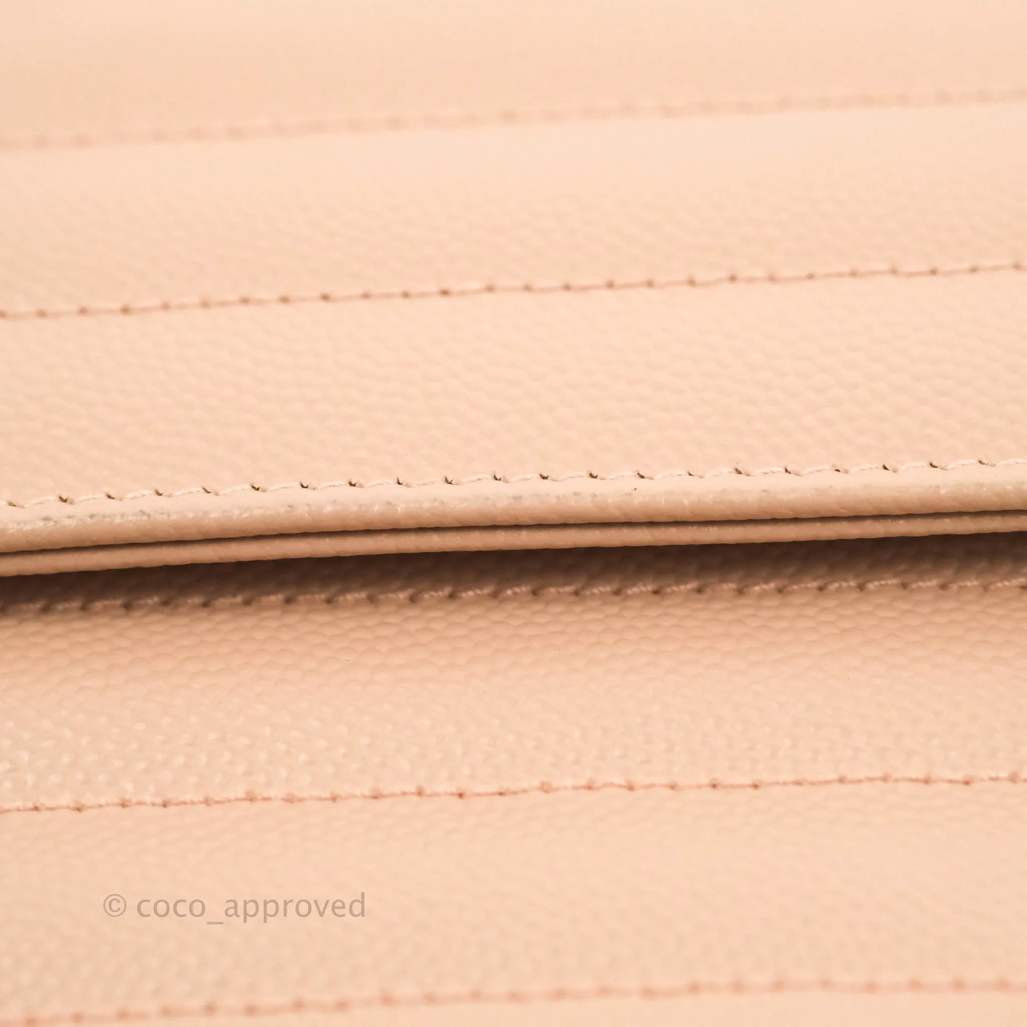 Saint Laurent Wallet on Chain Beige Pink Grained Leather Silver Hardware