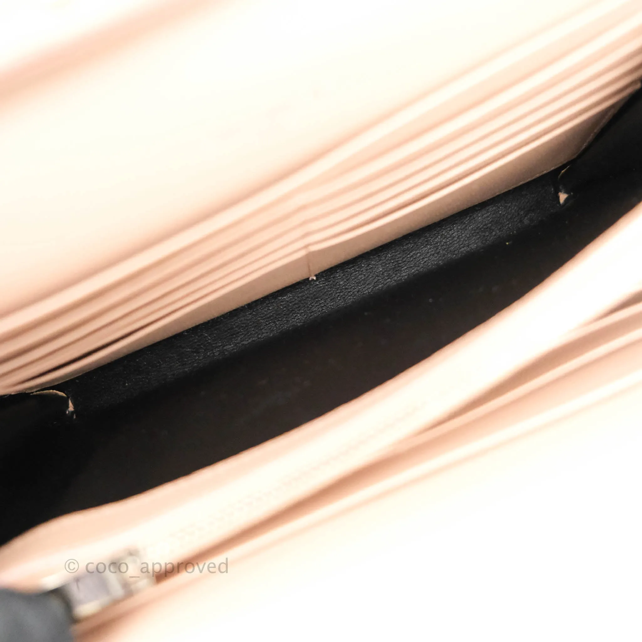 Saint Laurent Wallet on Chain Beige Pink Grained Leather Silver Hardware