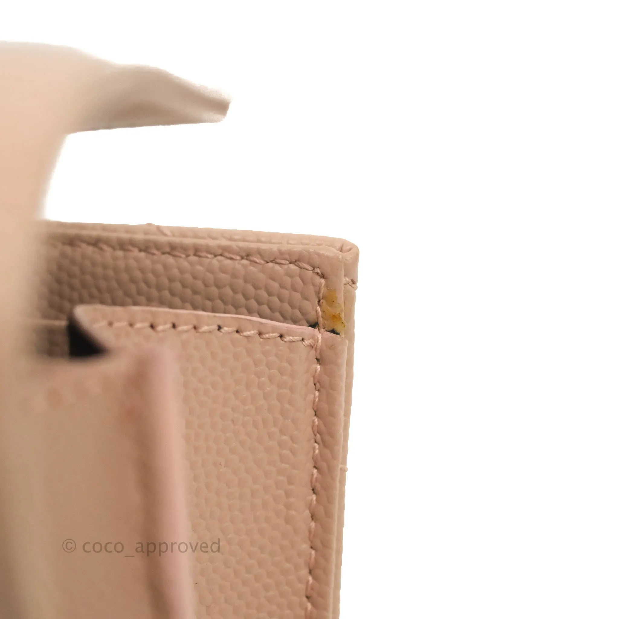 Saint Laurent Wallet on Chain Beige Pink Grained Leather Silver Hardware