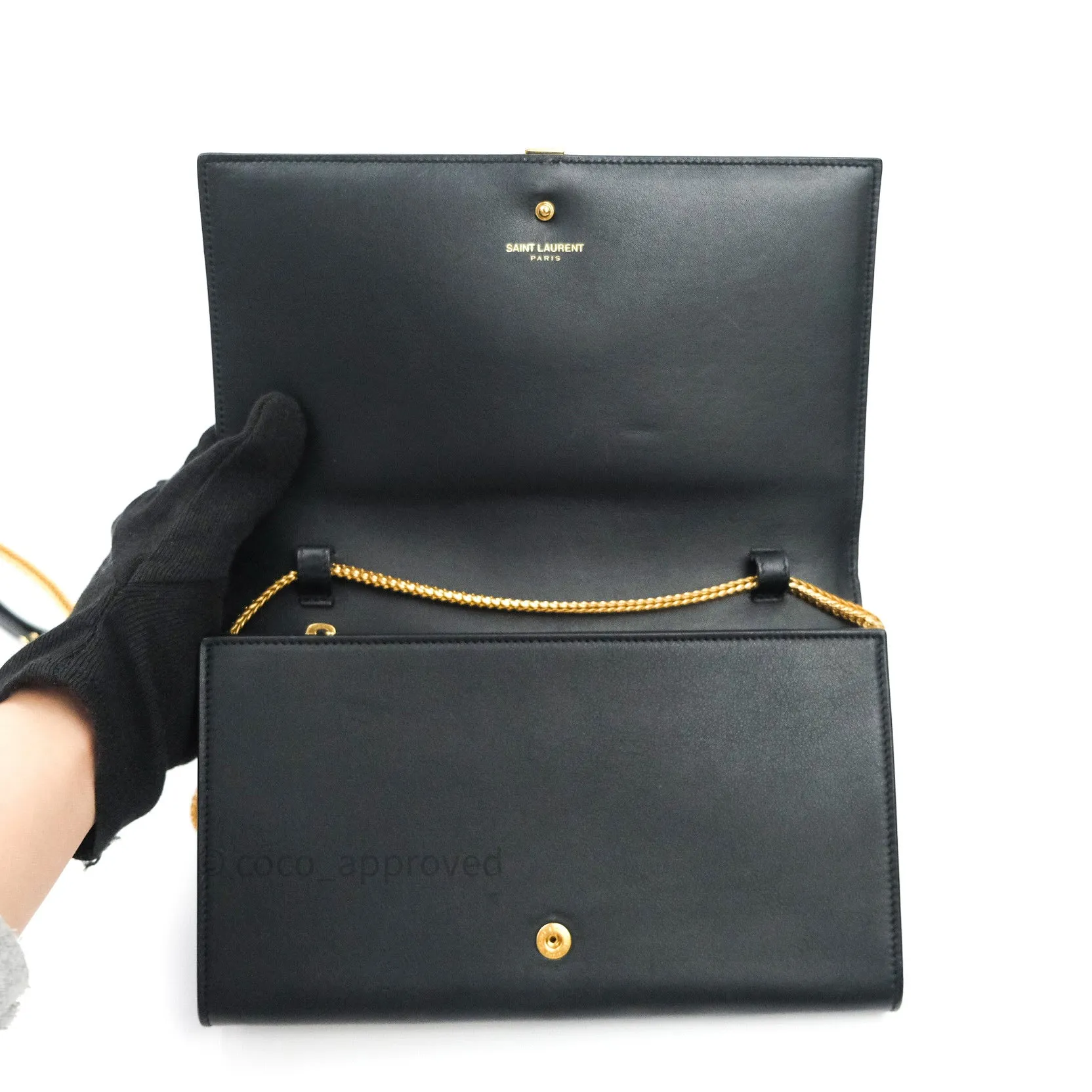 Saint Laurent Wallet on Chain Black Gold Hardware