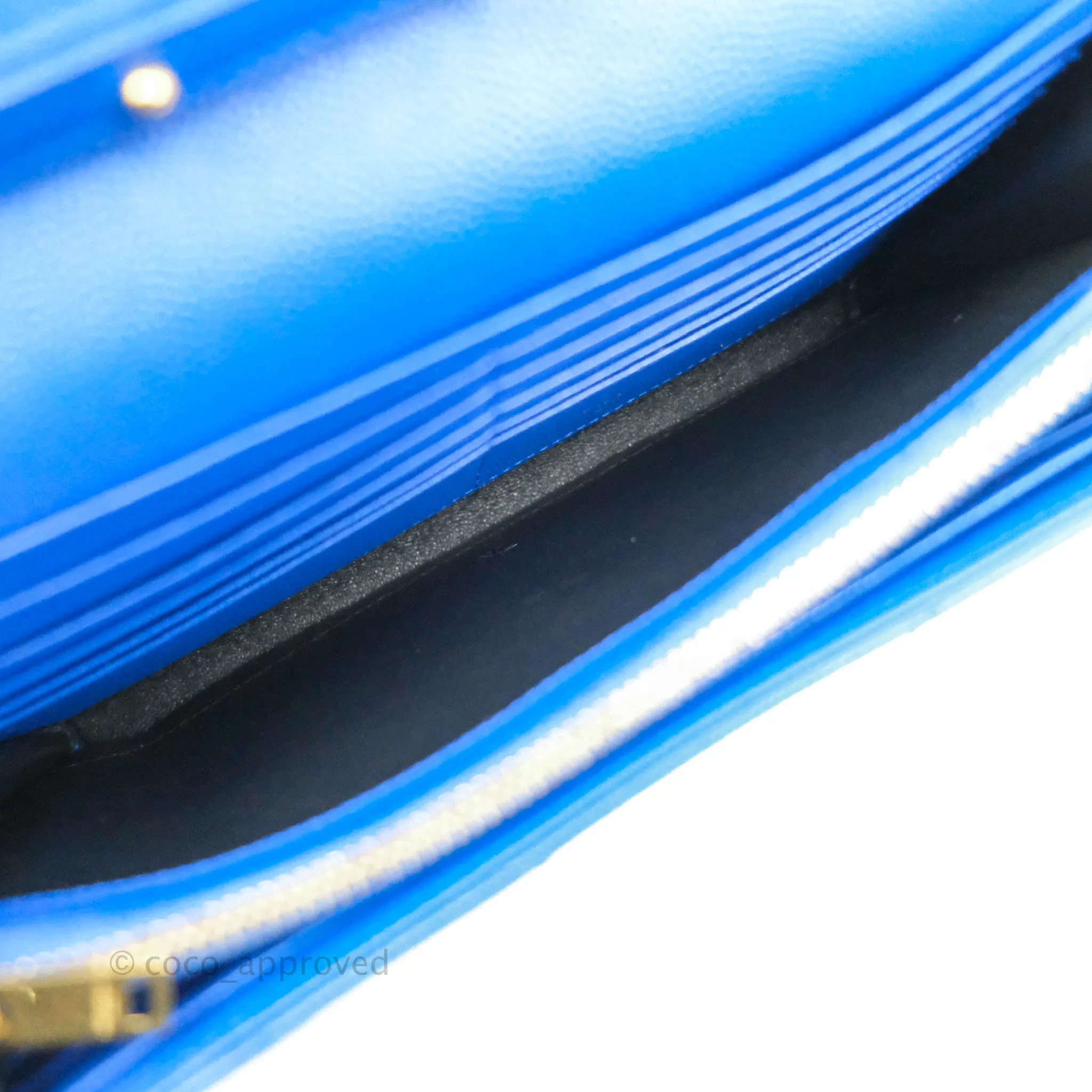 Saint Laurent Wallet on Chain Blue Grained Leather Gold Hardware