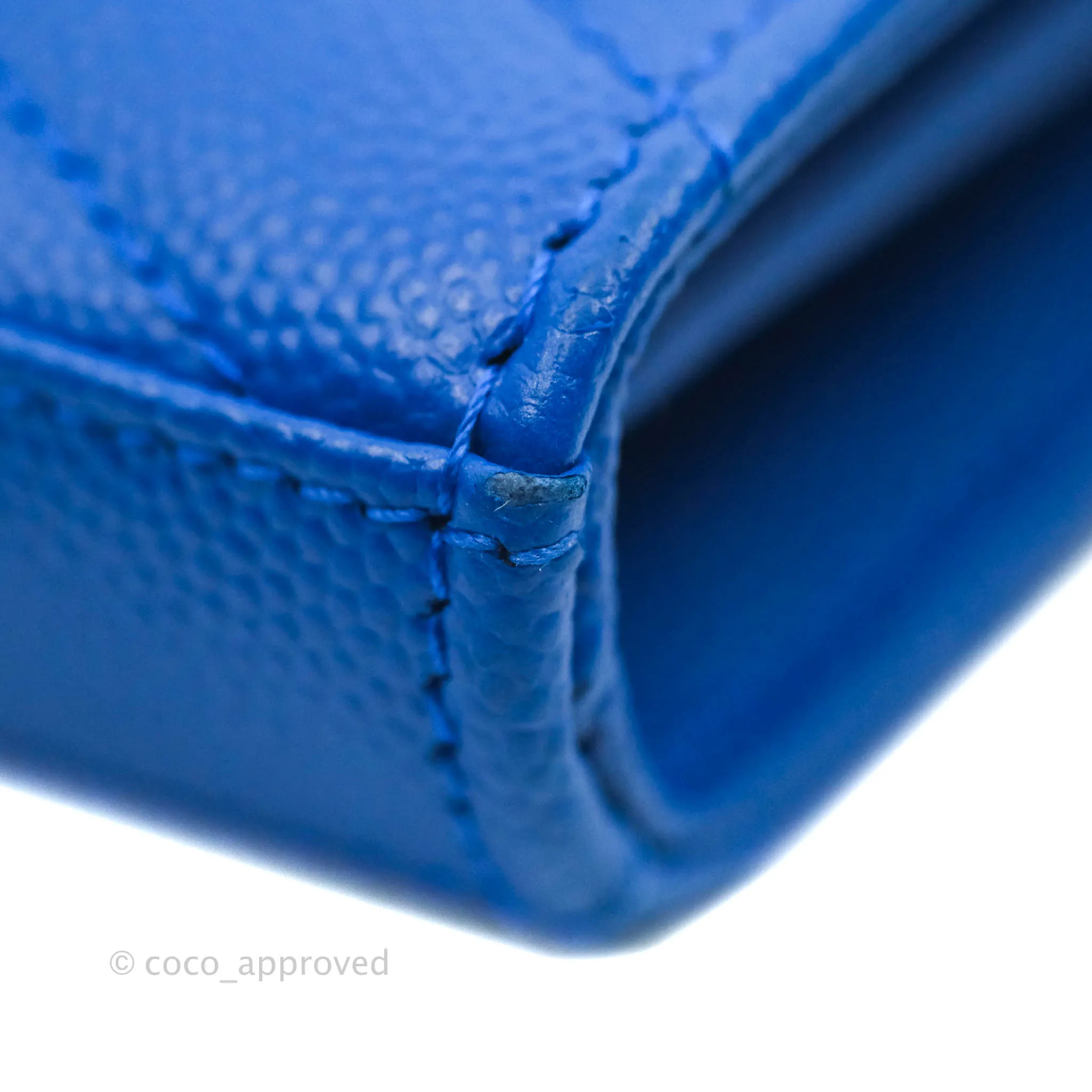Saint Laurent Wallet on Chain Blue Grained Leather Gold Hardware