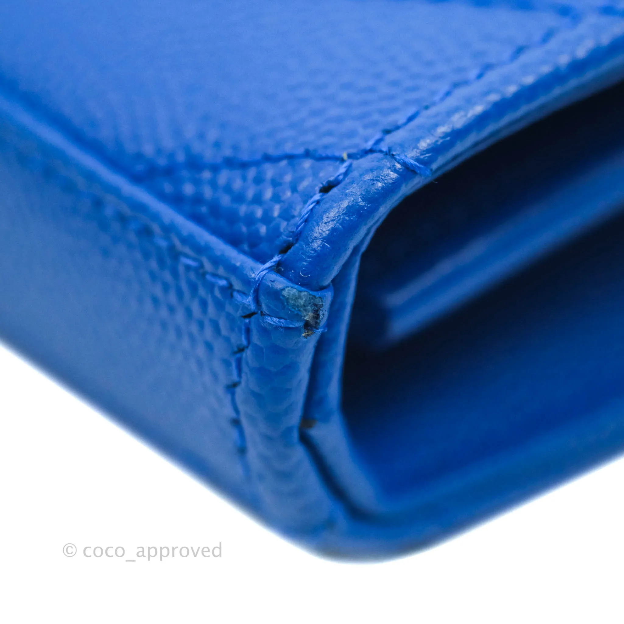 Saint Laurent Wallet on Chain Blue Grained Leather Gold Hardware