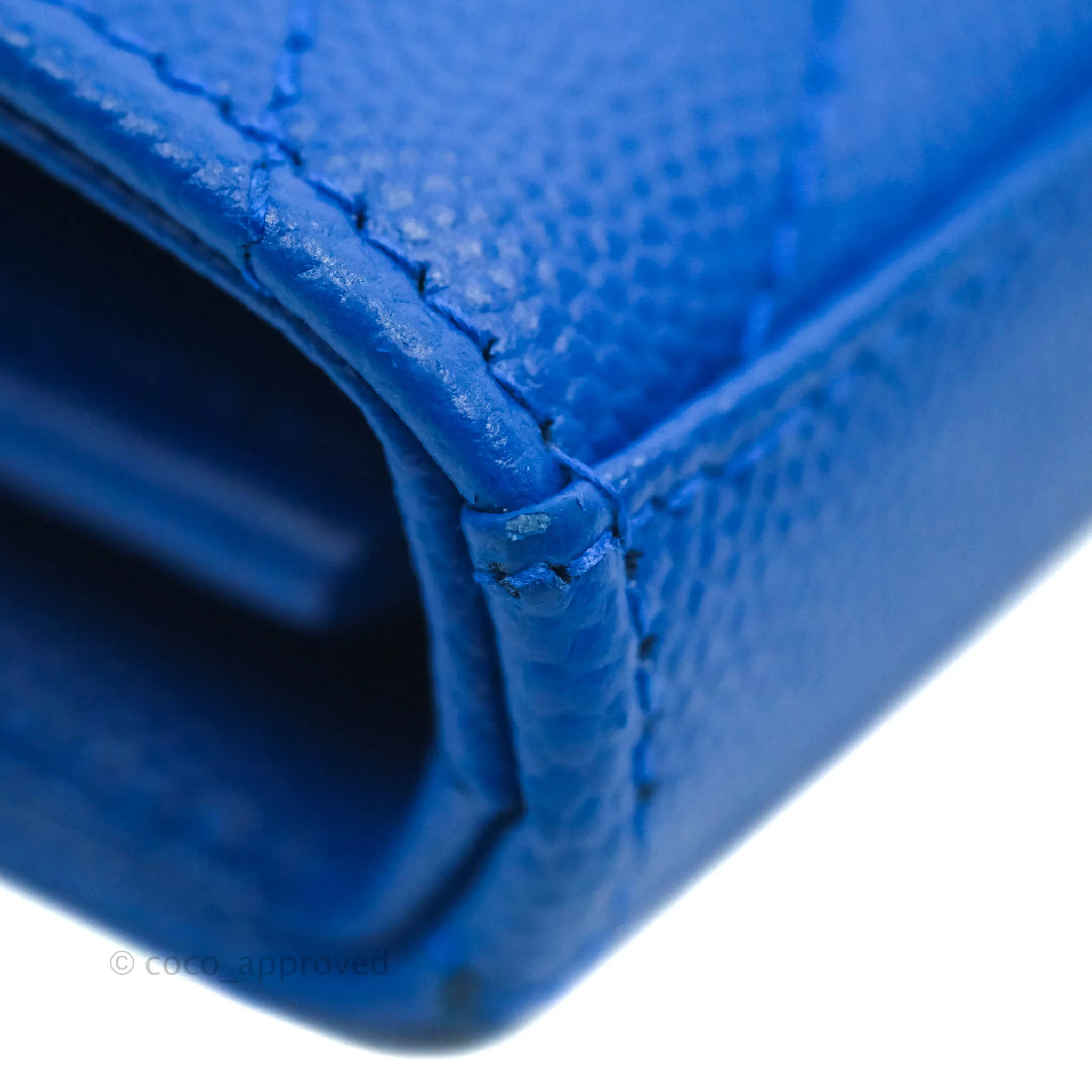 Saint Laurent Wallet on Chain Blue Grained Leather Gold Hardware