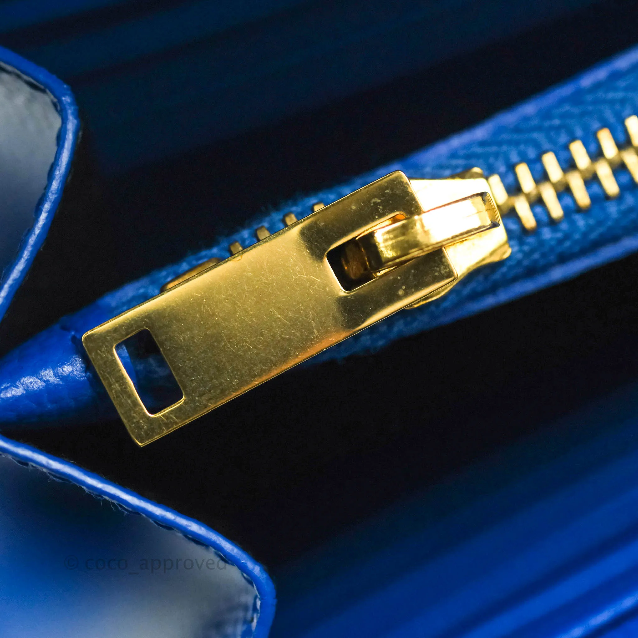 Saint Laurent Wallet on Chain Blue Grained Leather Gold Hardware