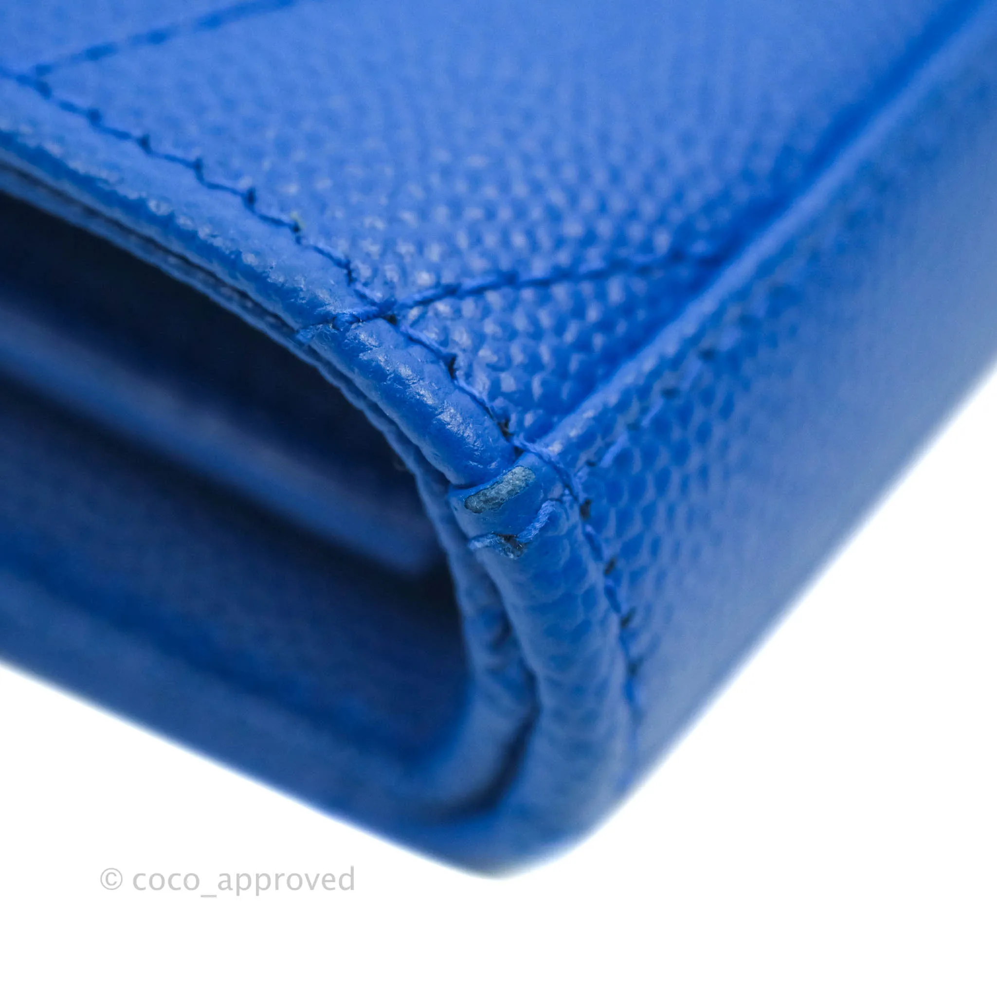 Saint Laurent Wallet on Chain Blue Grained Leather Gold Hardware