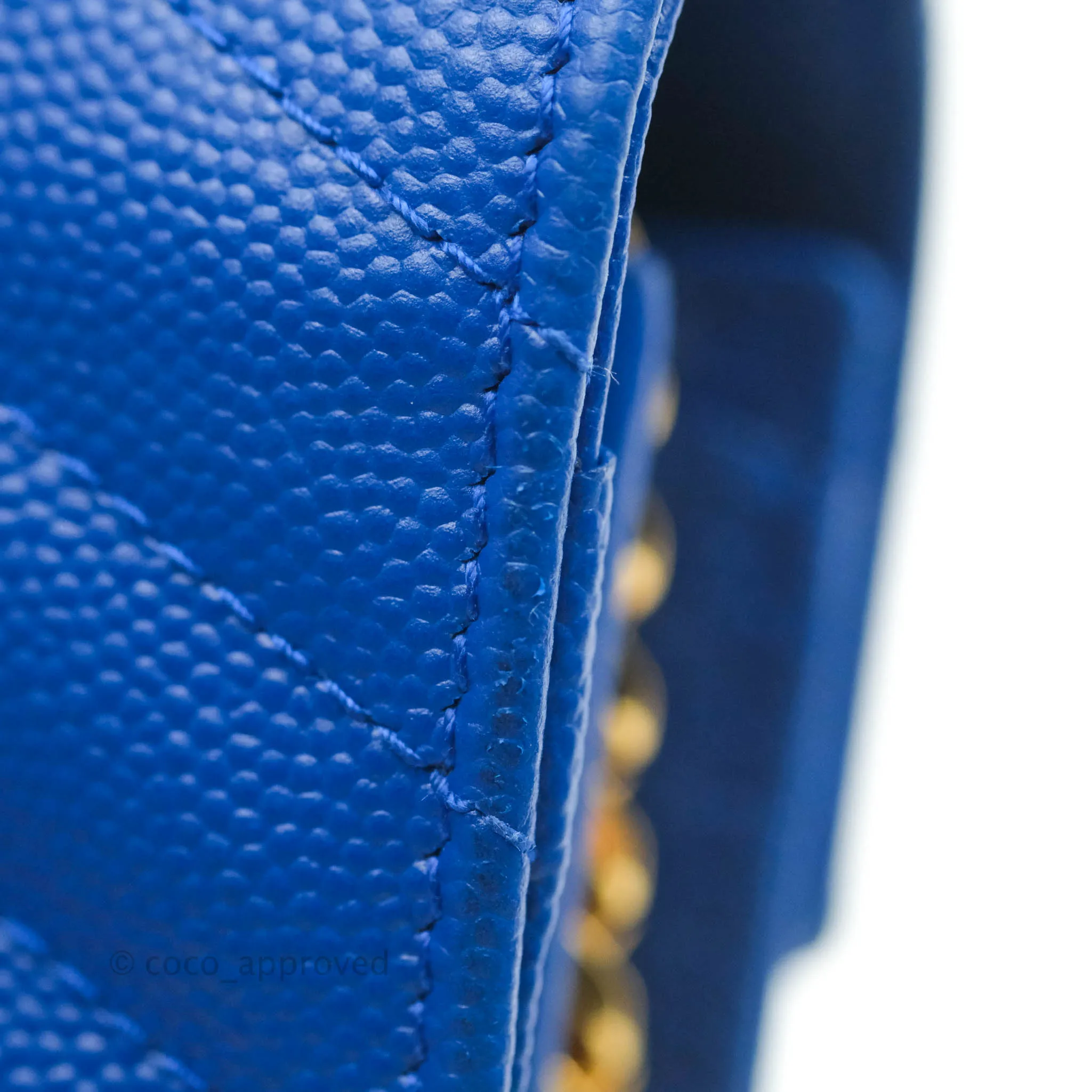 Saint Laurent Wallet on Chain Blue Grained Leather Gold Hardware