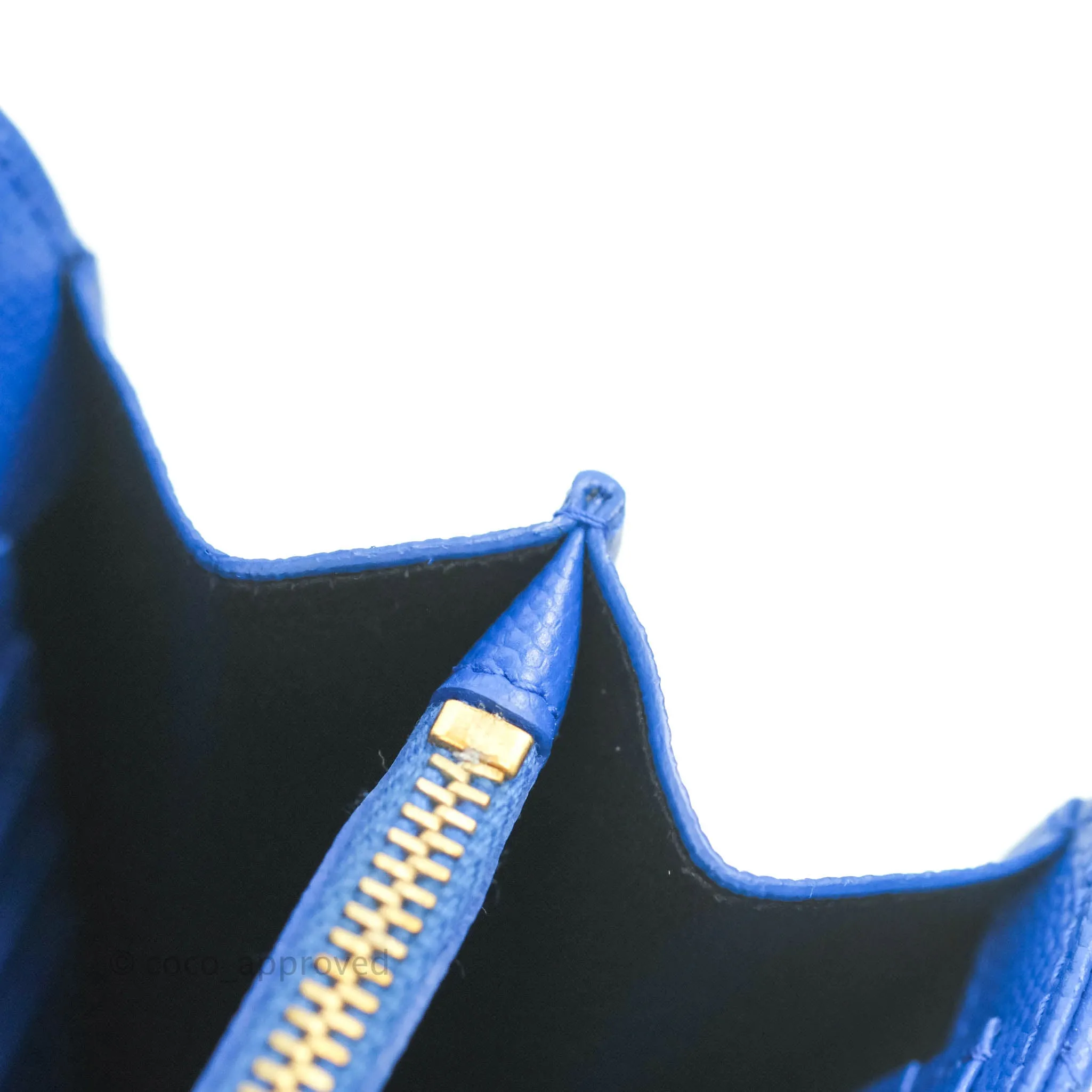 Saint Laurent Wallet on Chain Blue Grained Leather Gold Hardware